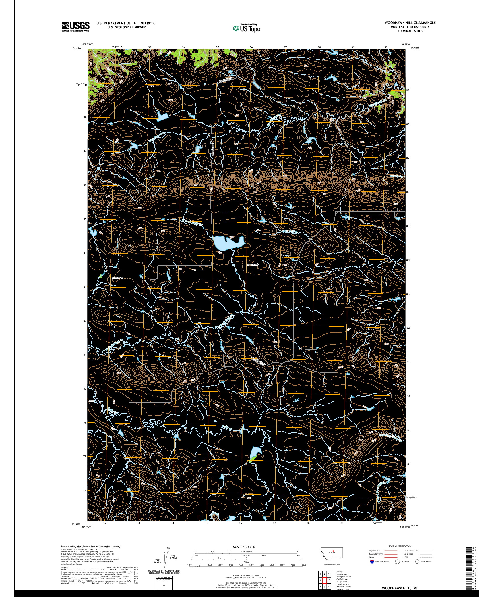 USGS US TOPO 7.5-MINUTE MAP FOR WOODHAWK HILL, MT 2020