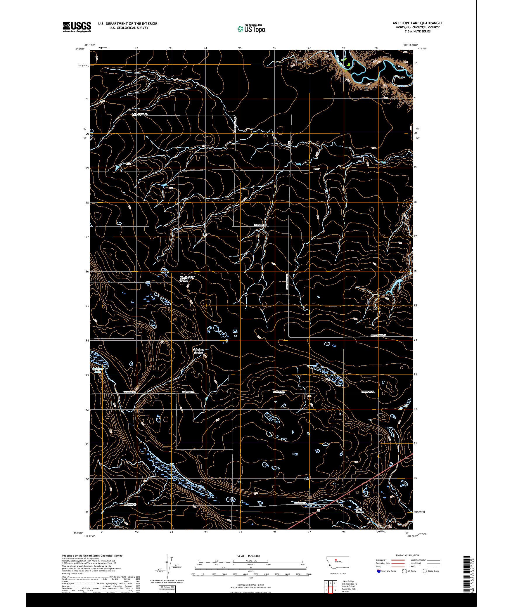 USGS US TOPO 7.5-MINUTE MAP FOR ANTELOPE LAKE, MT 2020