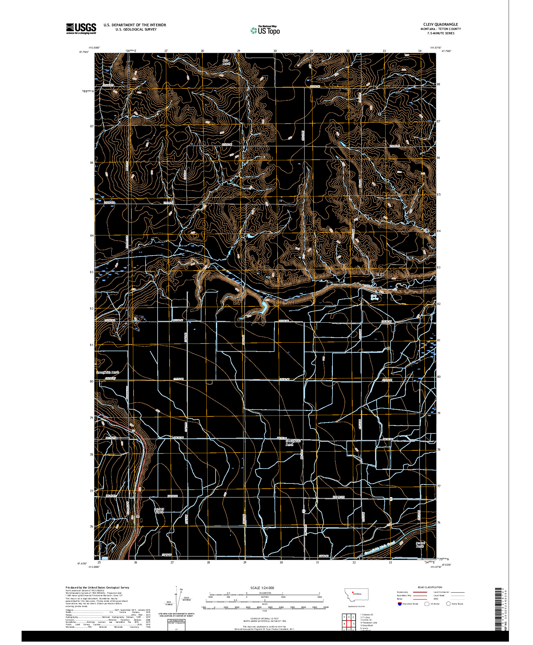 USGS US TOPO 7.5-MINUTE MAP FOR CLEIV, MT 2020