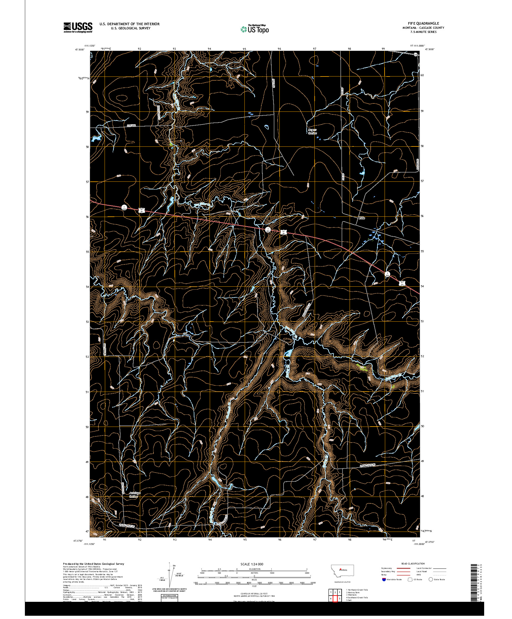 USGS US TOPO 7.5-MINUTE MAP FOR FIFE, MT 2020