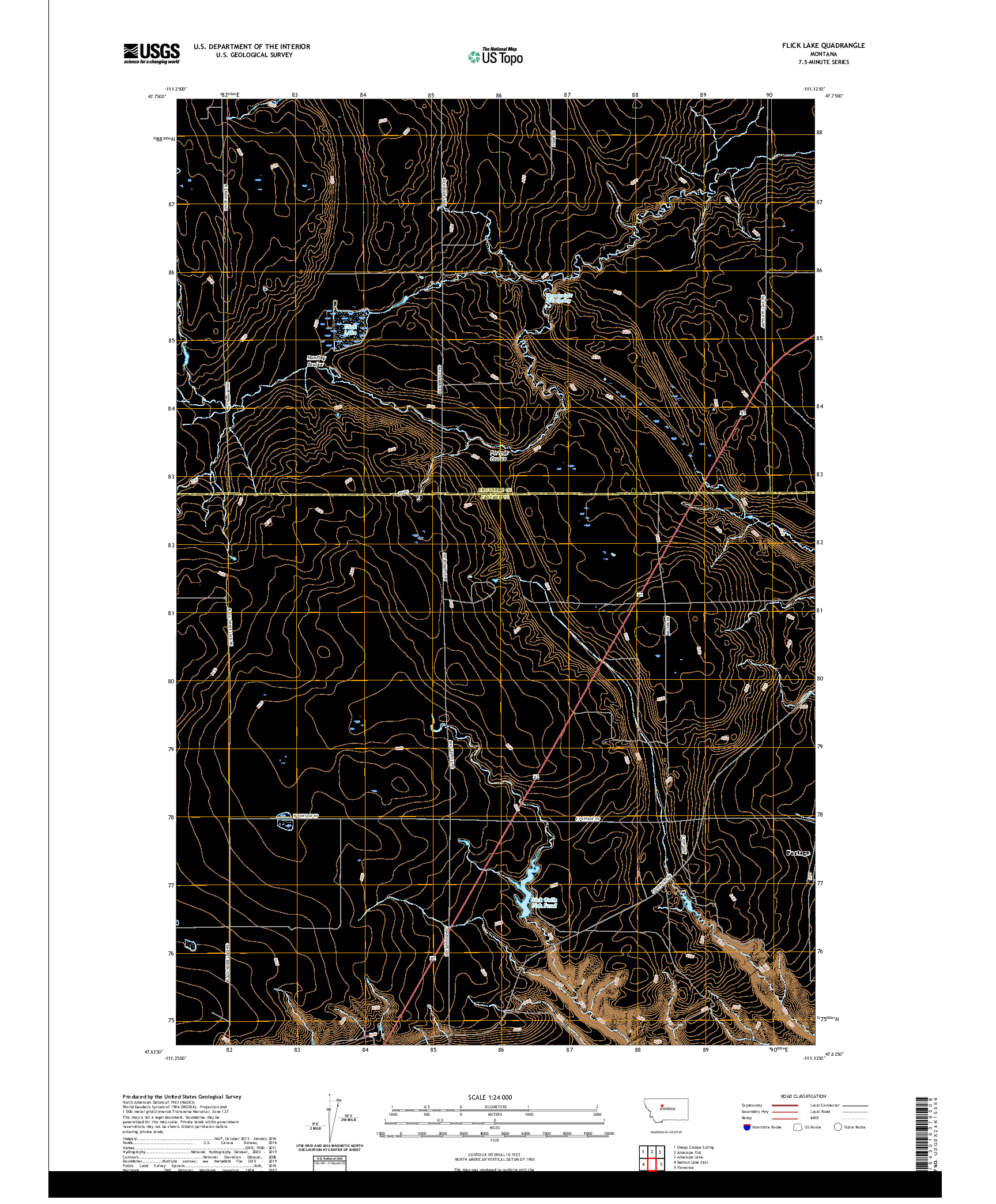 USGS US TOPO 7.5-MINUTE MAP FOR FLICK LAKE, MT 2020