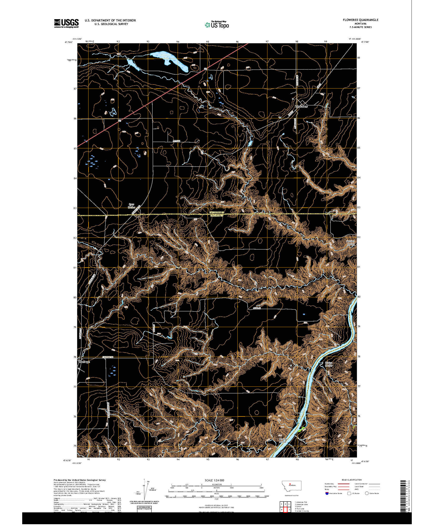 USGS US TOPO 7.5-MINUTE MAP FOR FLOWEREE, MT 2020
