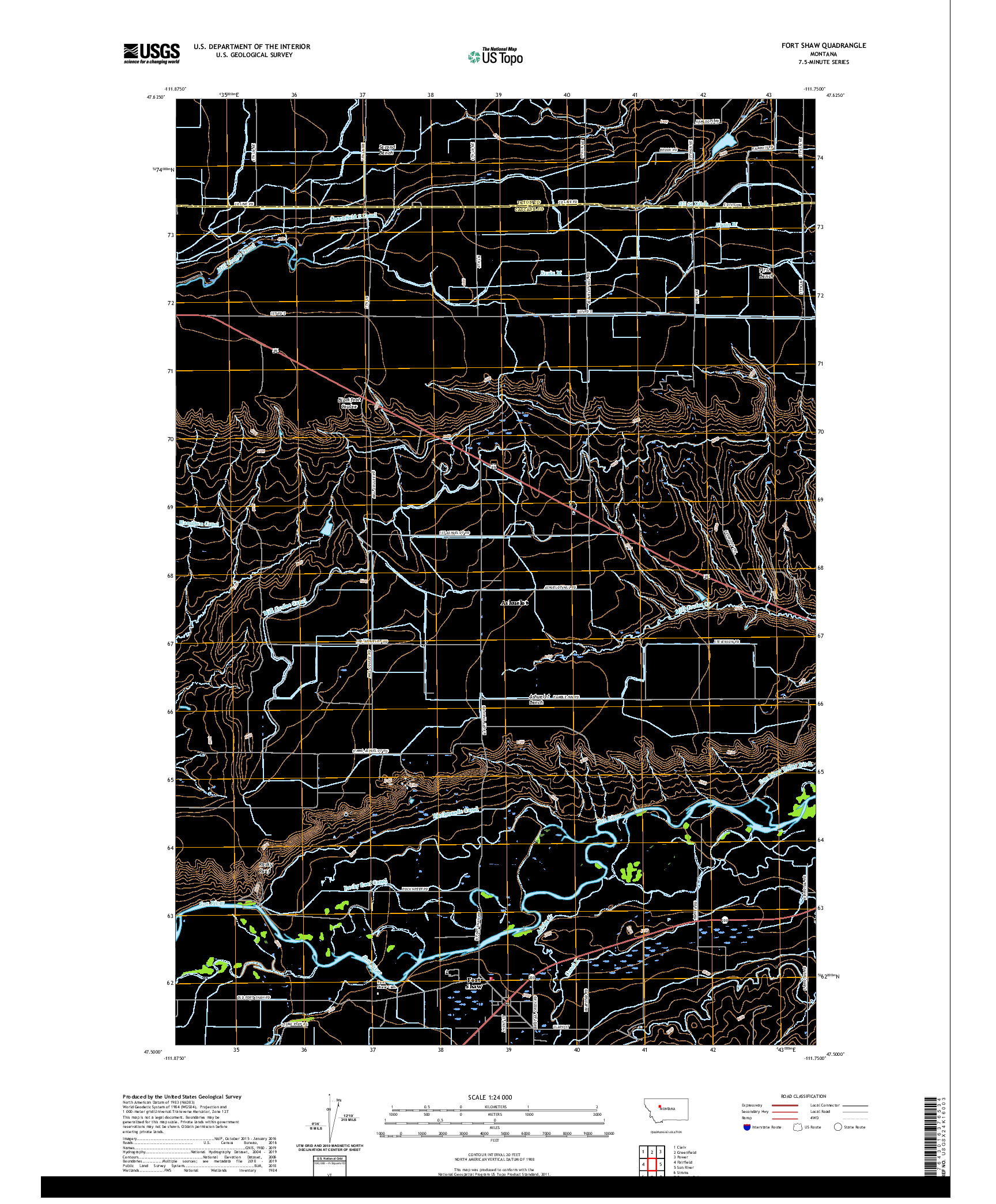 USGS US TOPO 7.5-MINUTE MAP FOR FORT SHAW, MT 2020