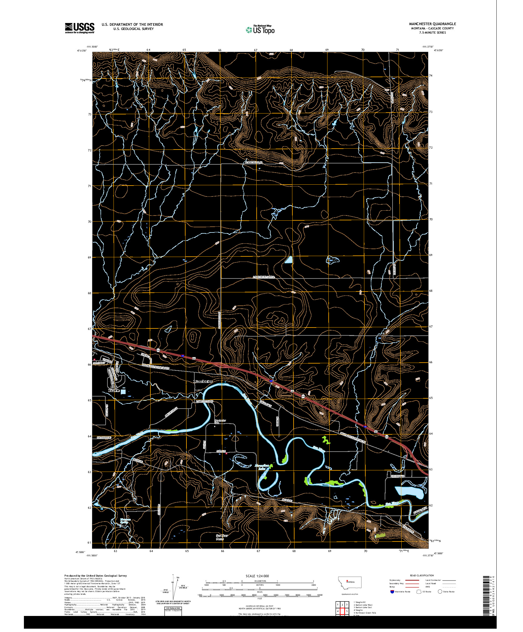 USGS US TOPO 7.5-MINUTE MAP FOR MANCHESTER, MT 2020