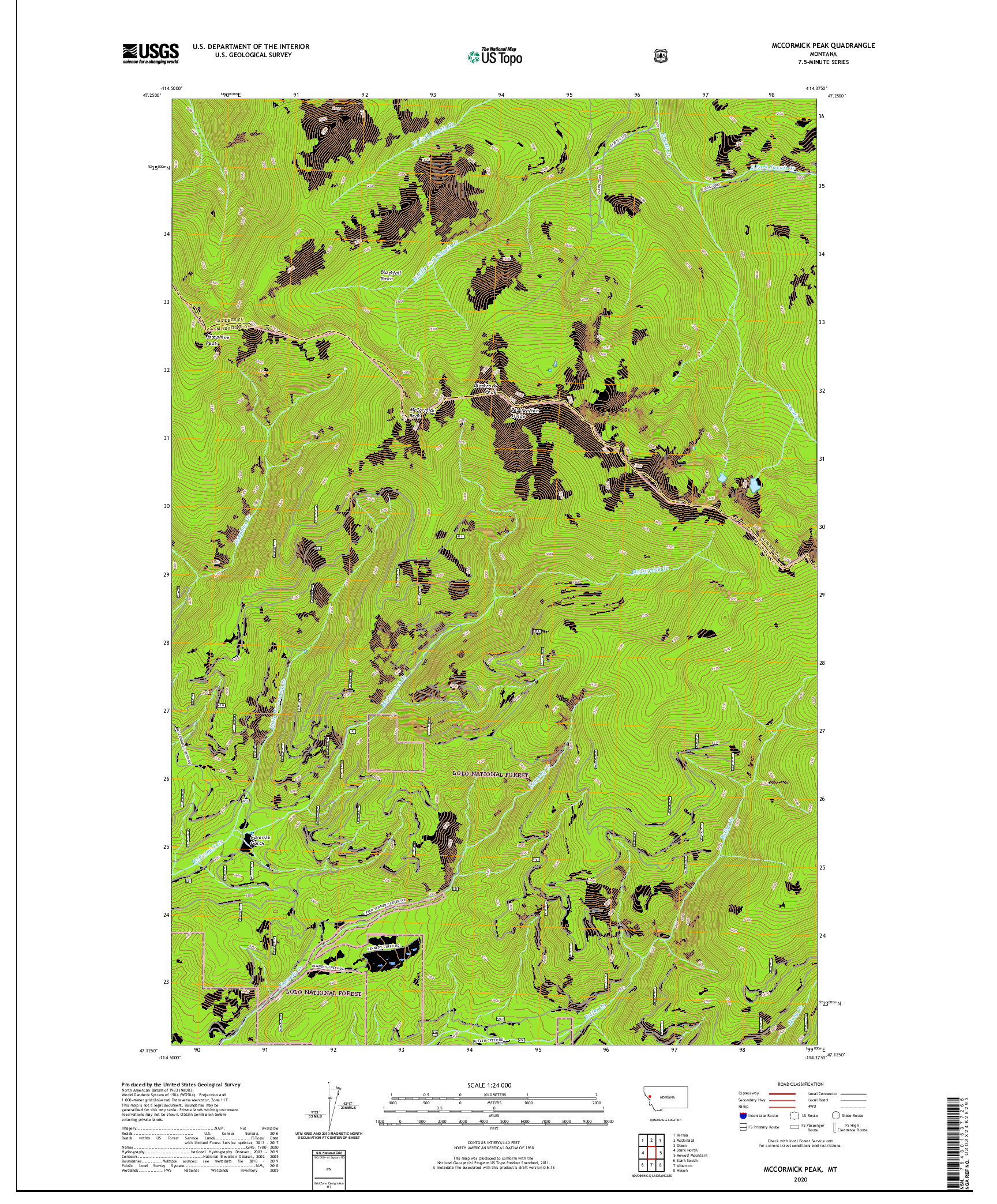 USGS US TOPO 7.5-MINUTE MAP FOR MCCORMICK PEAK, MT 2020