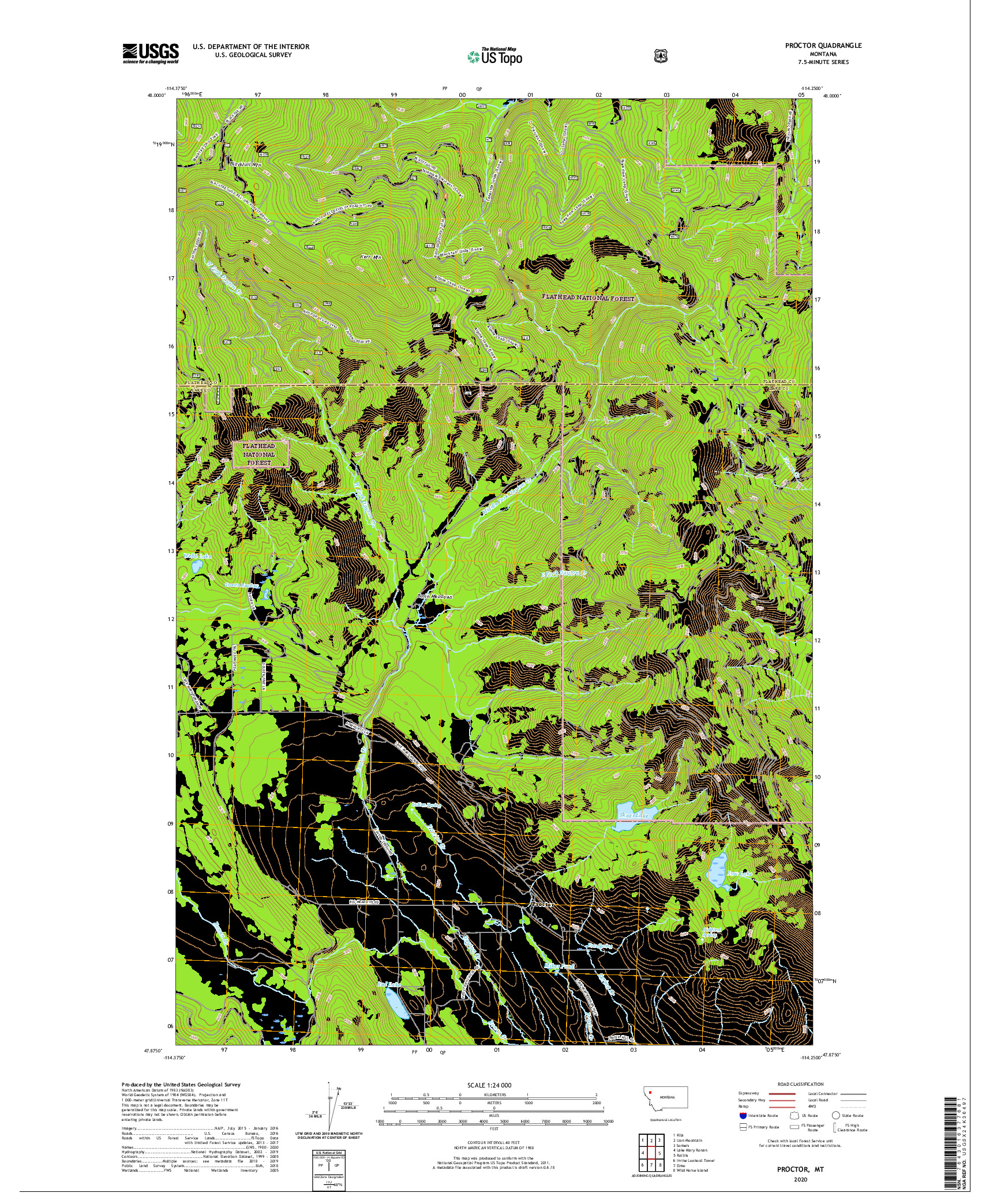 USGS US TOPO 7.5-MINUTE MAP FOR PROCTOR, MT 2020