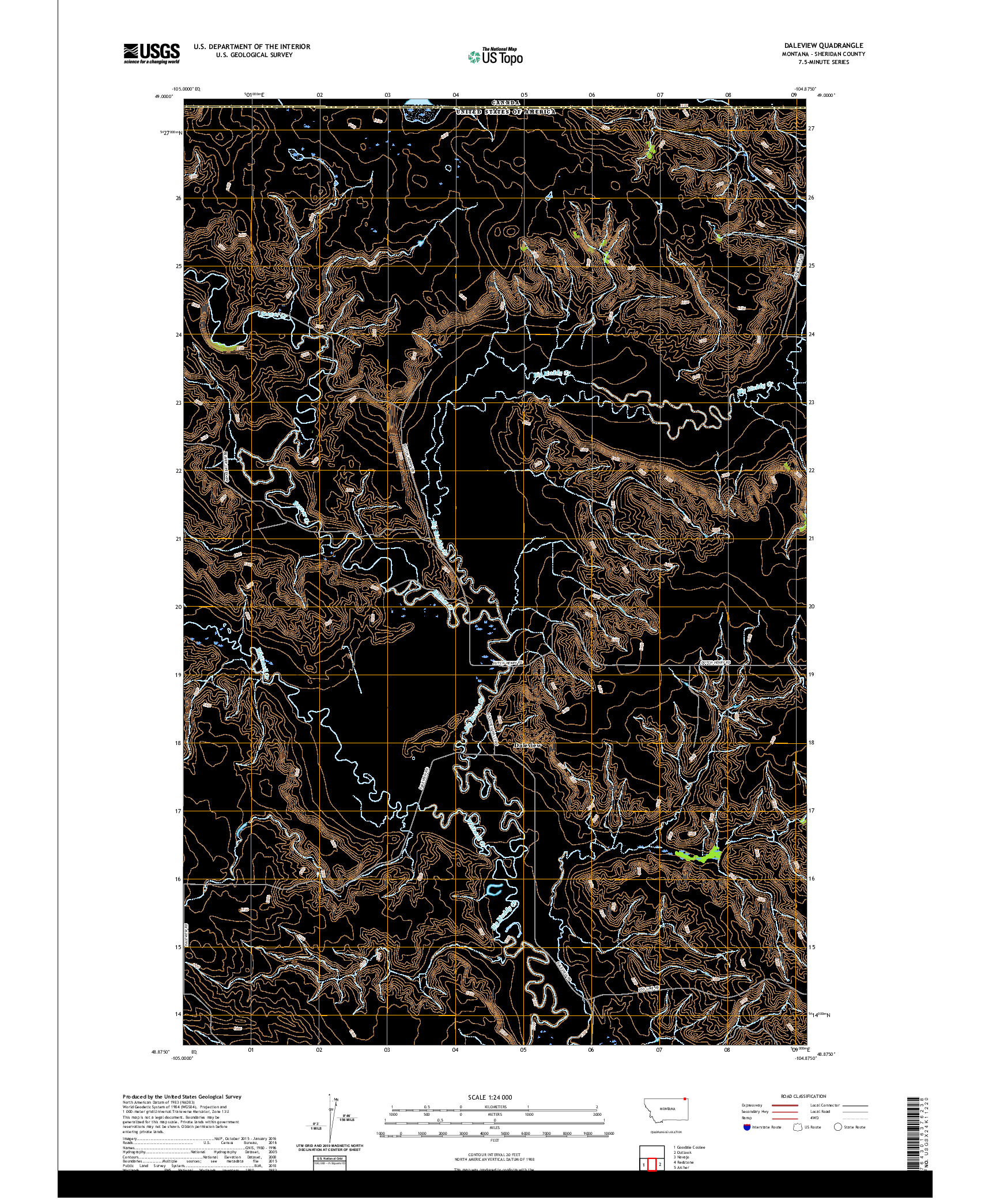 USGS US TOPO 7.5-MINUTE MAP FOR DALEVIEW, MT,SK 2020