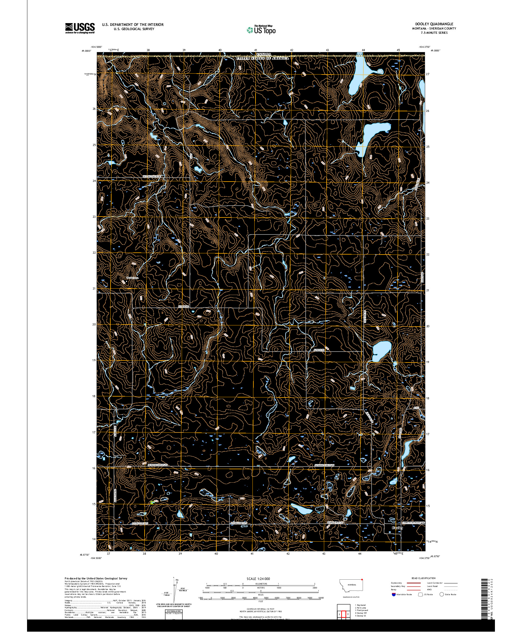 USGS US TOPO 7.5-MINUTE MAP FOR DOOLEY, MT,SK 2020