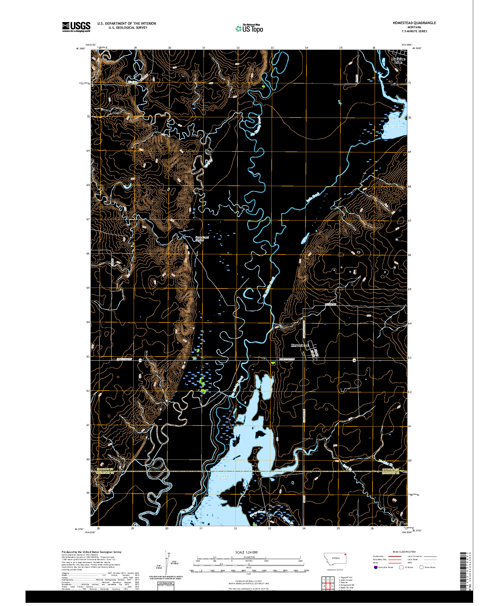 USGS US TOPO 7.5-MINUTE MAP FOR HOMESTEAD, MT 2020