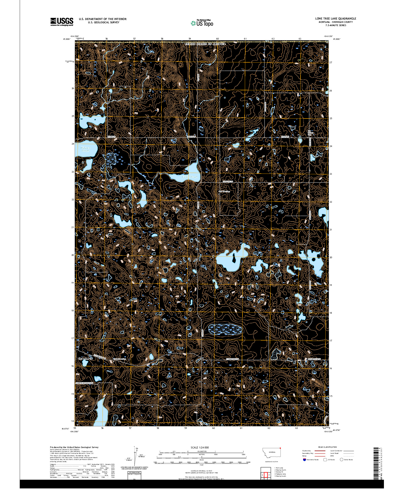 USGS US TOPO 7.5-MINUTE MAP FOR LONE TREE LAKE, MT,SK 2020
