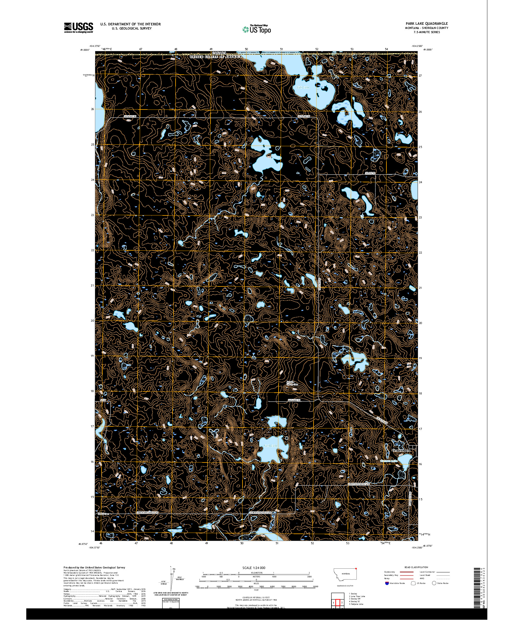 USGS US TOPO 7.5-MINUTE MAP FOR PARK LAKE, MT,SK 2020