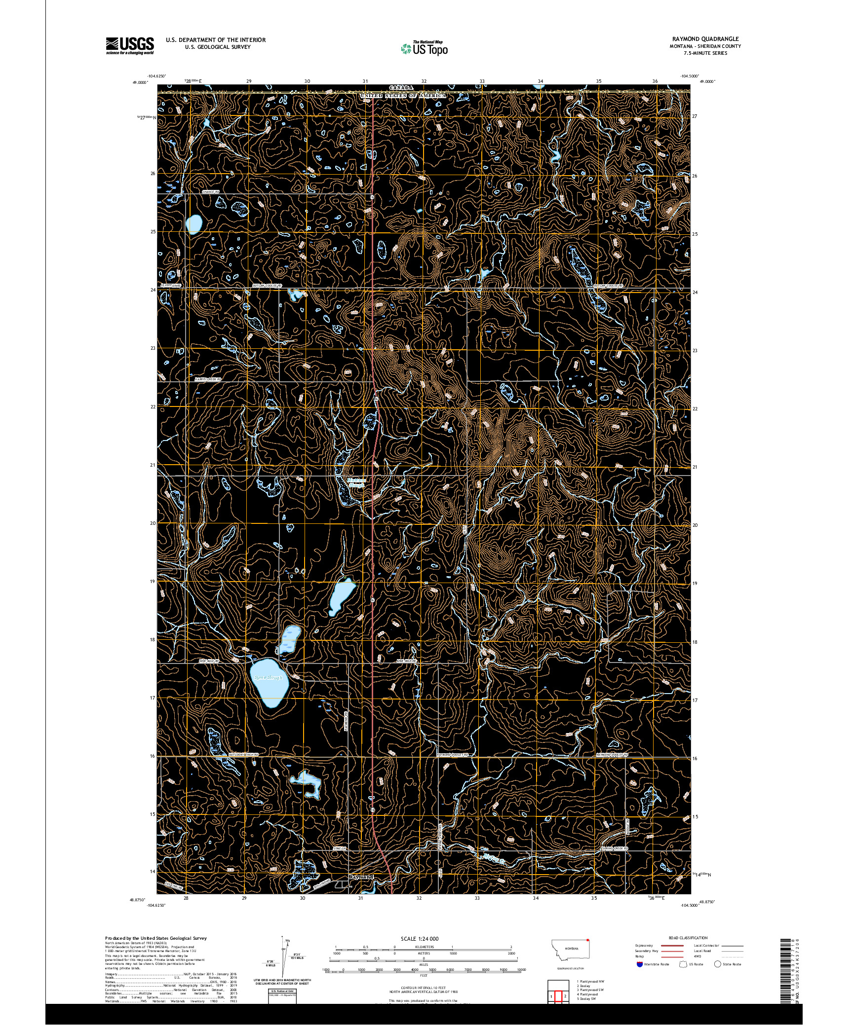 USGS US TOPO 7.5-MINUTE MAP FOR RAYMOND, MT,SK 2020