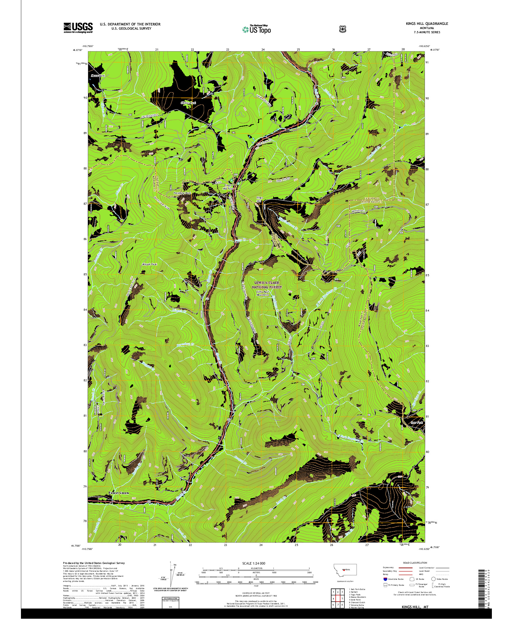 USGS US TOPO 7.5-MINUTE MAP FOR KINGS HILL, MT 2020