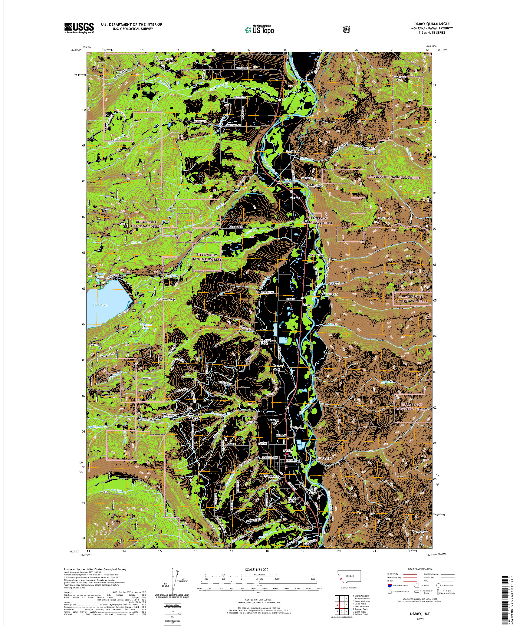 USGS US TOPO 7.5-MINUTE MAP FOR DARBY, MT 2020