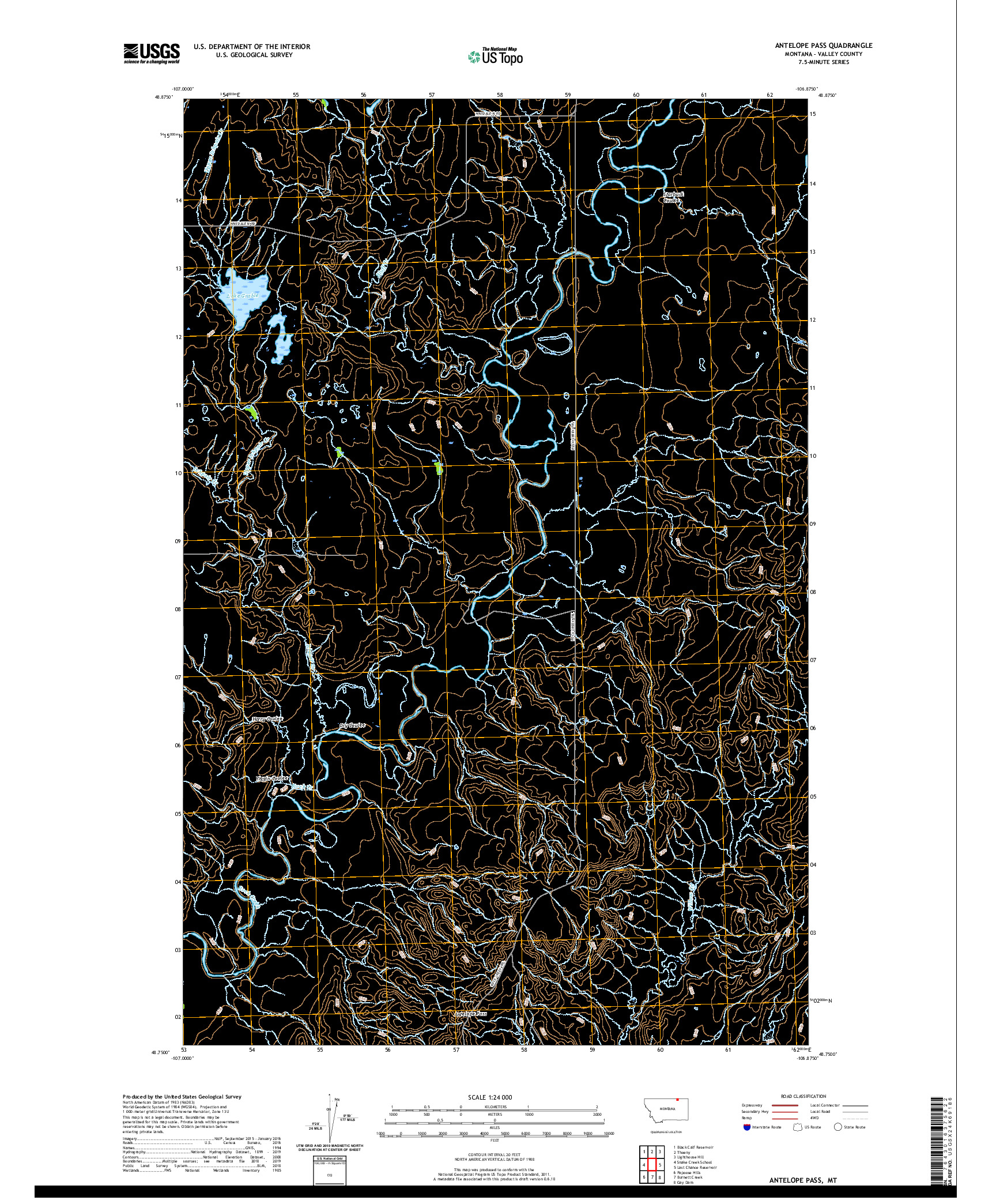 USGS US TOPO 7.5-MINUTE MAP FOR ANTELOPE PASS, MT 2020