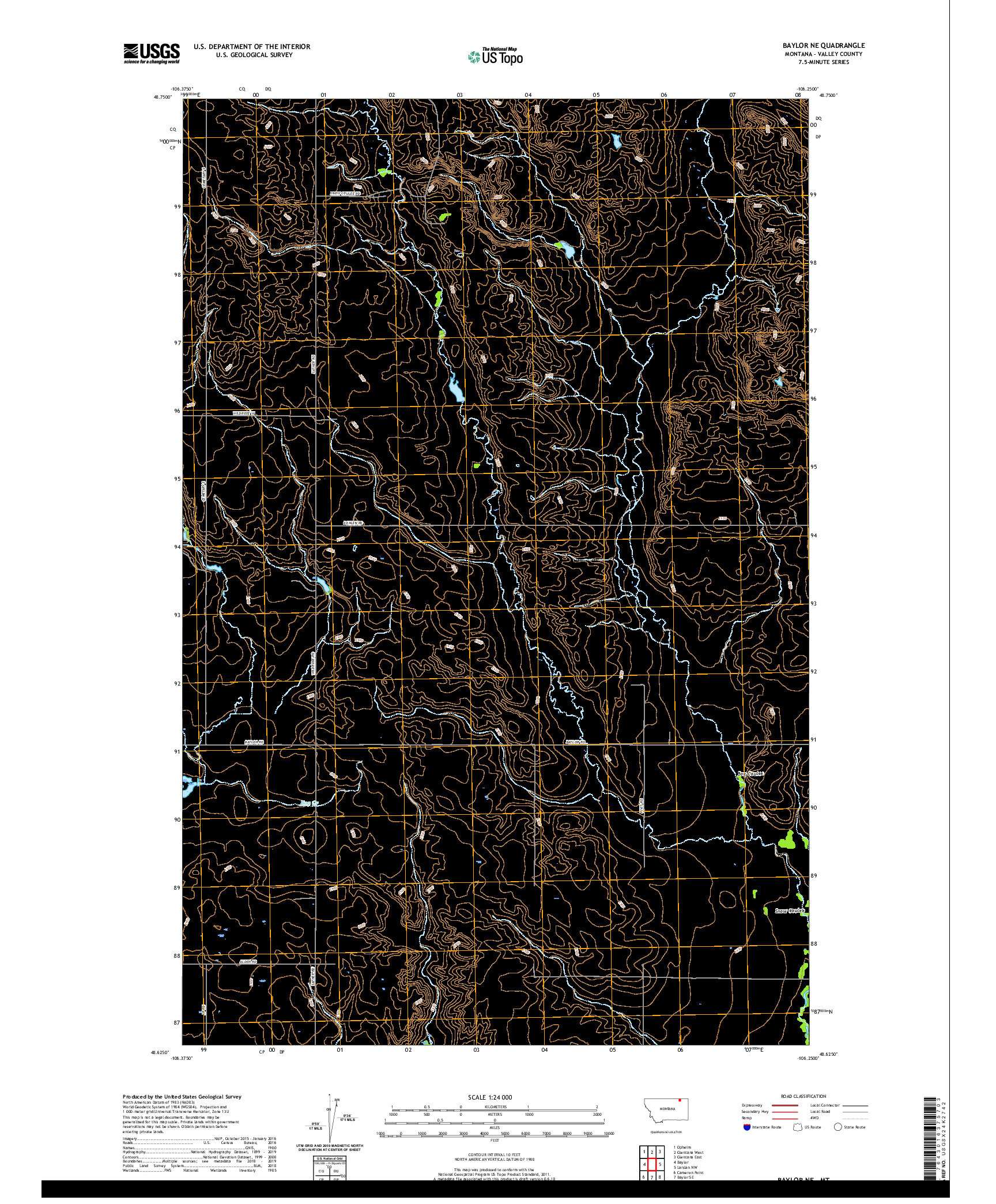 USGS US TOPO 7.5-MINUTE MAP FOR BAYLOR NE, MT 2020