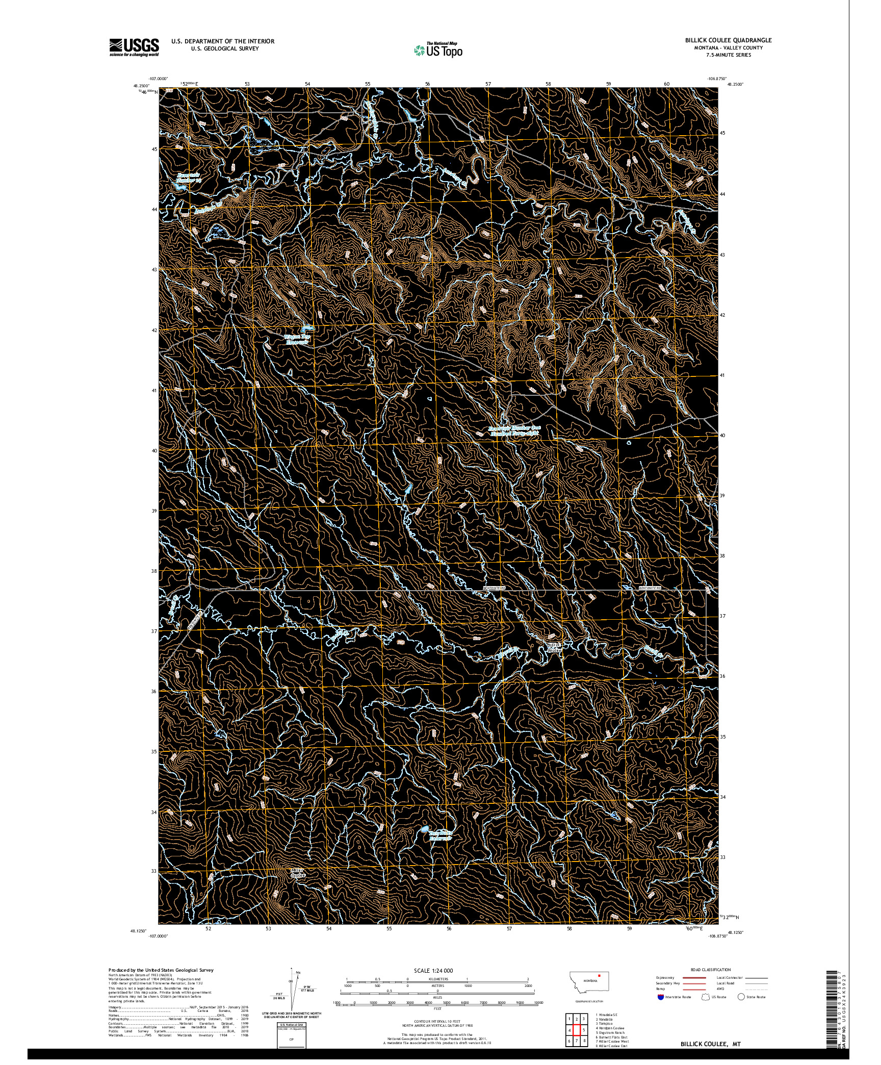 USGS US TOPO 7.5-MINUTE MAP FOR BILLICK COULEE, MT 2020