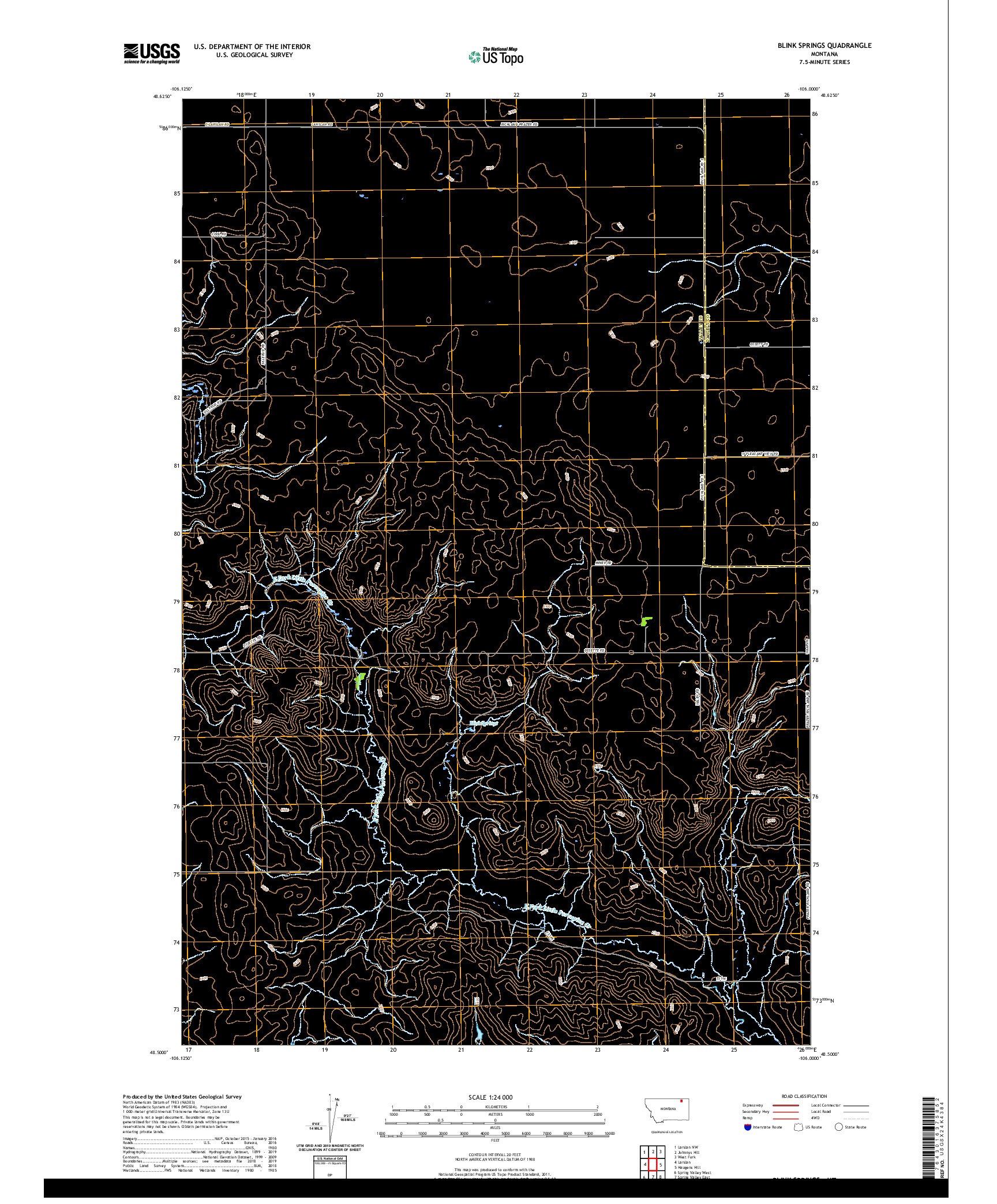 USGS US TOPO 7.5-MINUTE MAP FOR BLINK SPRINGS, MT 2020