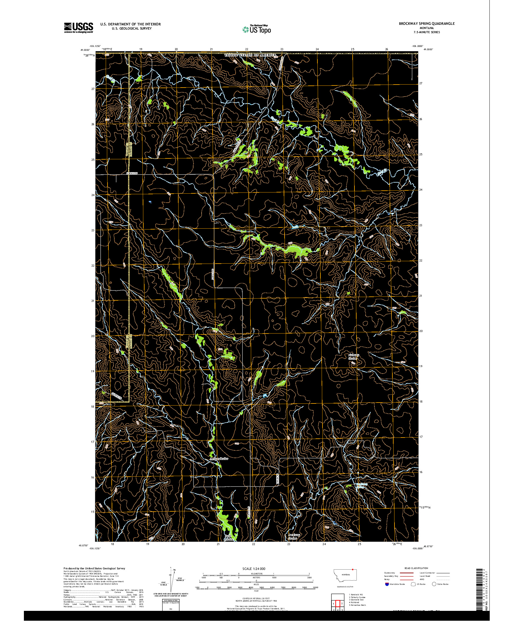USGS US TOPO 7.5-MINUTE MAP FOR BROCKWAY SPRING, MT,SK 2020