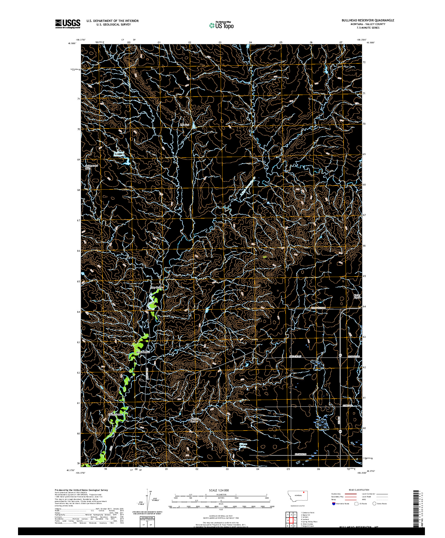 USGS US TOPO 7.5-MINUTE MAP FOR BULLHEAD RESERVOIR, MT 2020