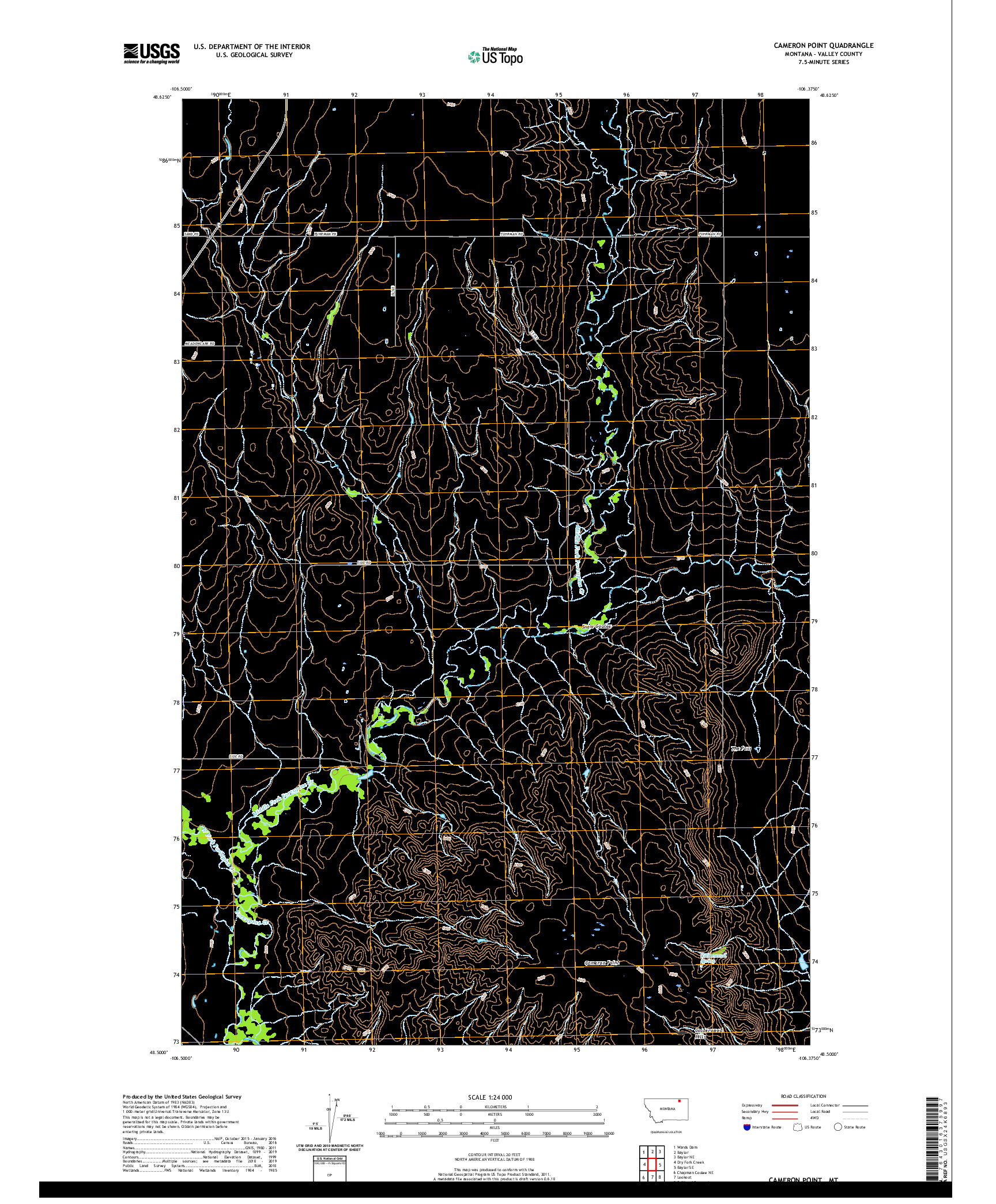 USGS US TOPO 7.5-MINUTE MAP FOR CAMERON POINT, MT 2020