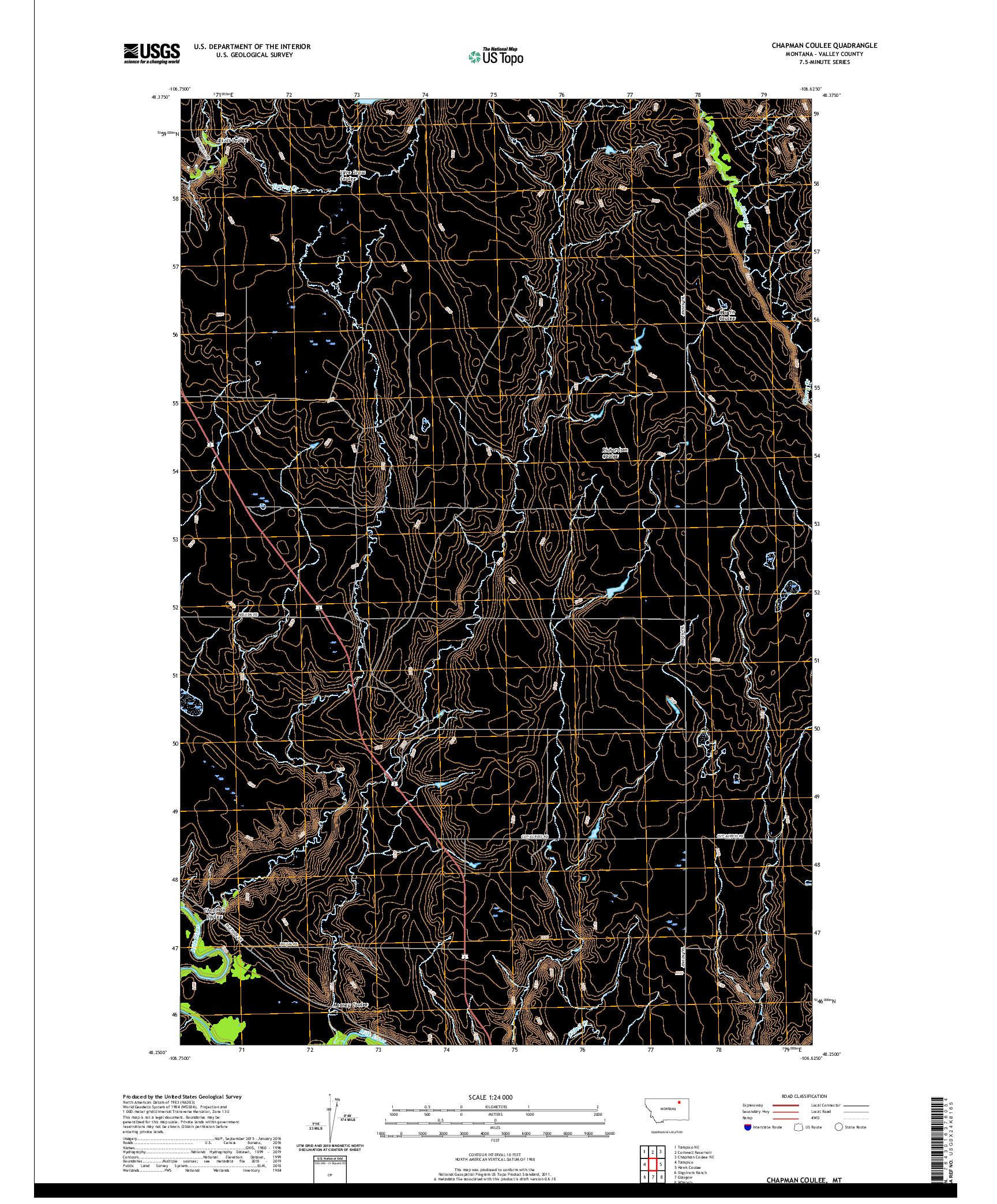 USGS US TOPO 7.5-MINUTE MAP FOR CHAPMAN COULEE, MT 2020