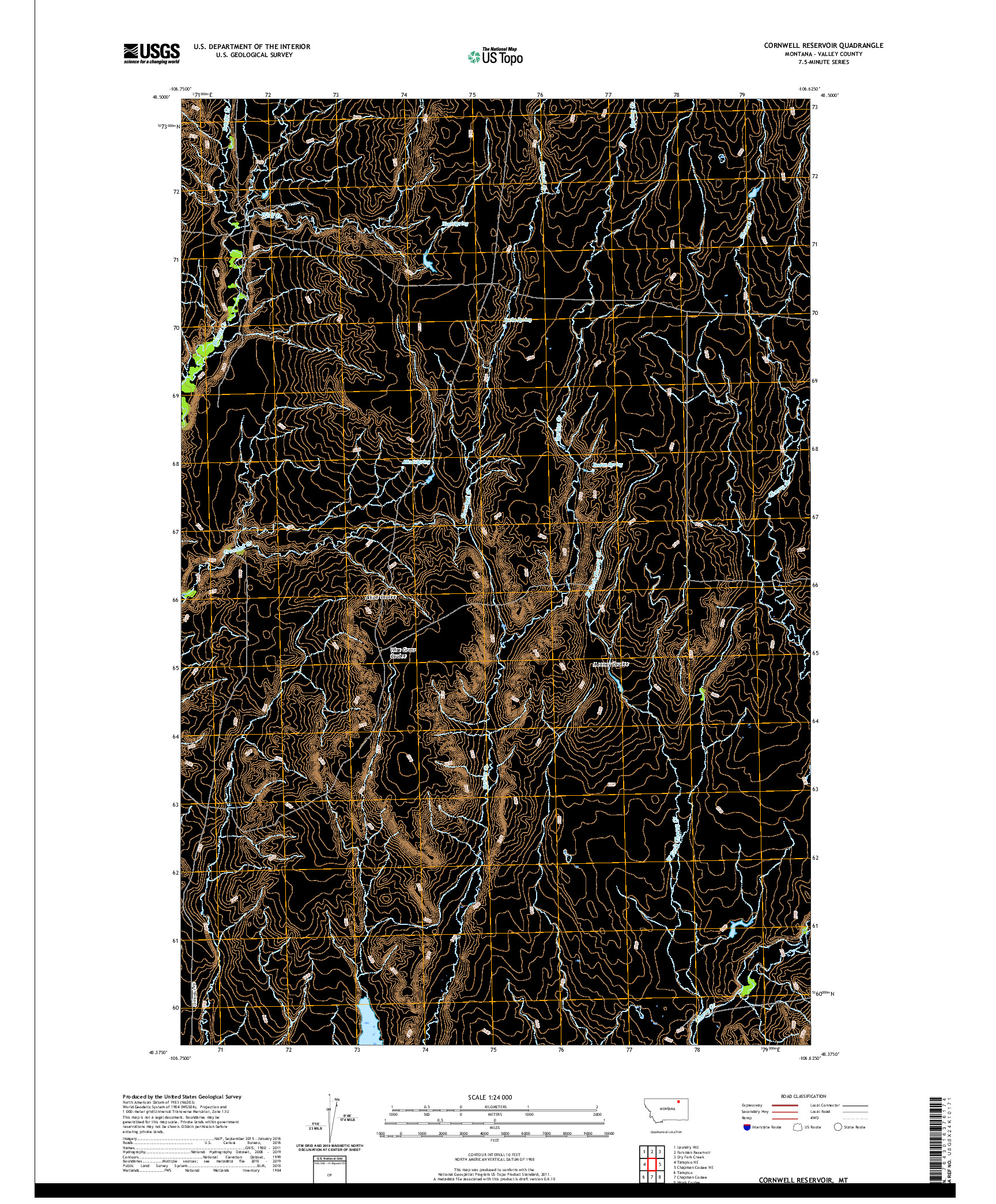 USGS US TOPO 7.5-MINUTE MAP FOR CORNWELL RESERVOIR, MT 2020
