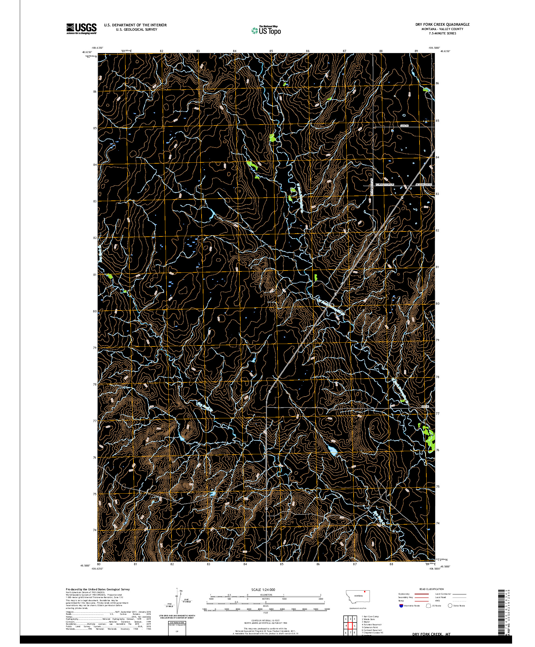 USGS US TOPO 7.5-MINUTE MAP FOR DRY FORK CREEK, MT 2020