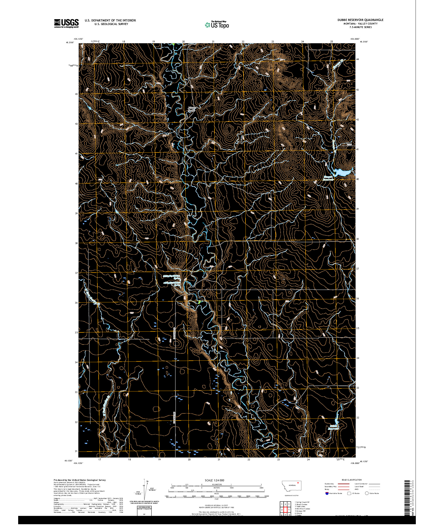 USGS US TOPO 7.5-MINUTE MAP FOR DUBBE RESERVOIR, MT 2020
