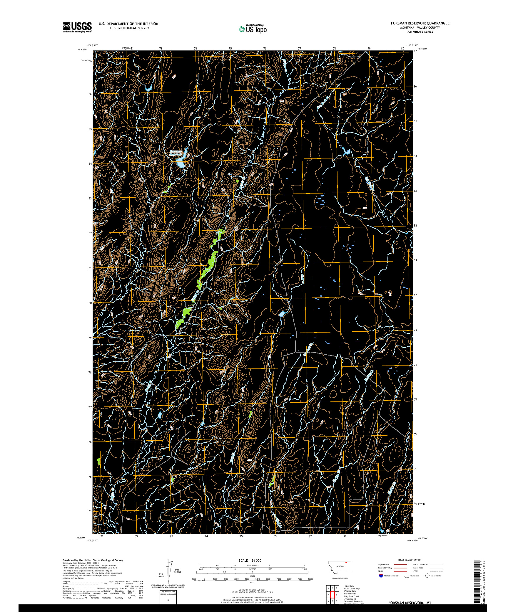 USGS US TOPO 7.5-MINUTE MAP FOR FORSMAN RESERVOIR, MT 2020