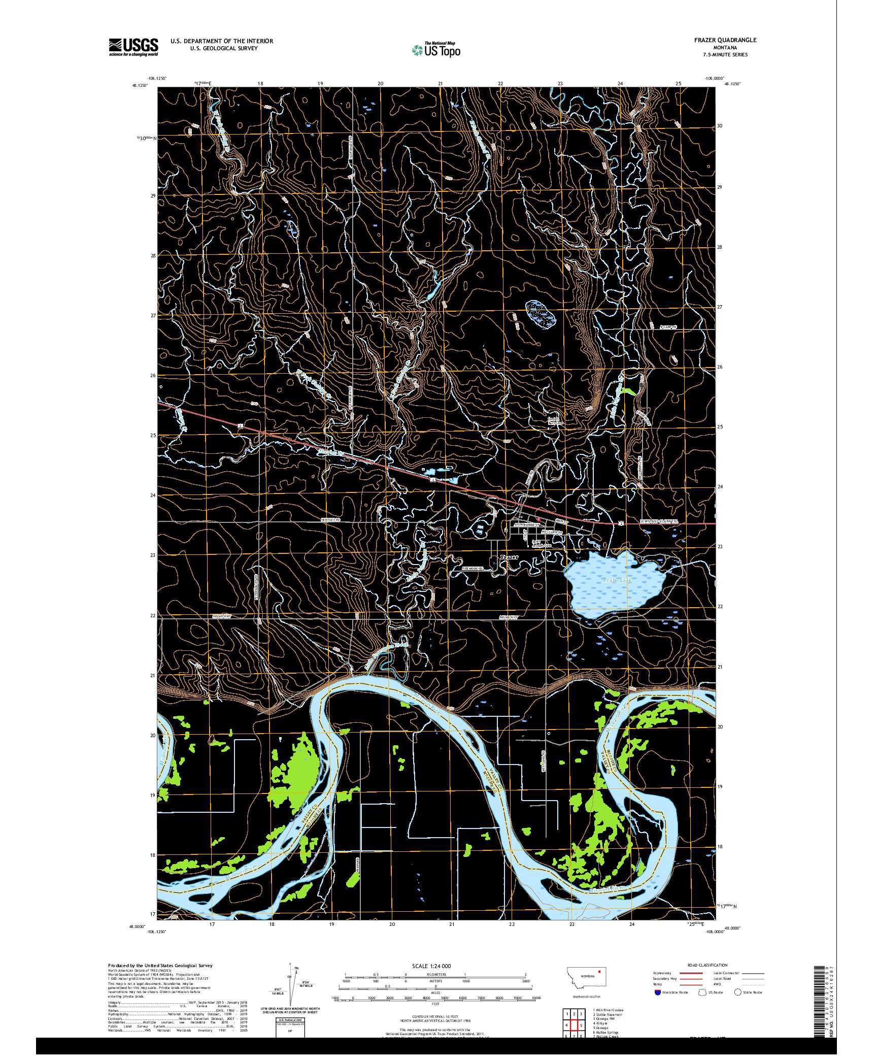 USGS US TOPO 7.5-MINUTE MAP FOR FRAZER, MT 2020