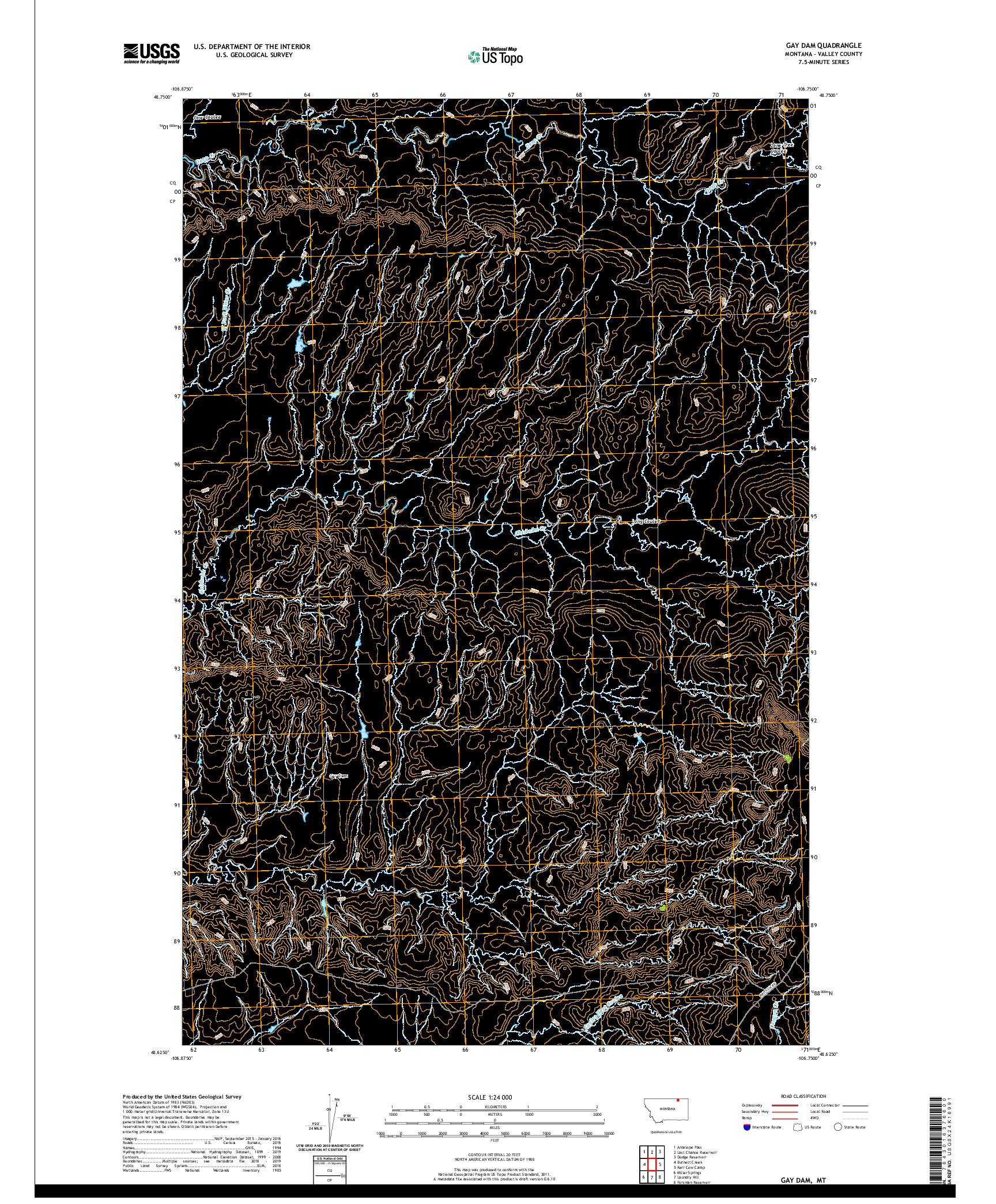 USGS US TOPO 7.5-MINUTE MAP FOR GAY DAM, MT 2020