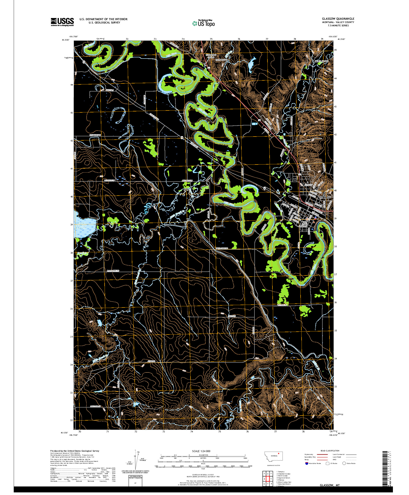 USGS US TOPO 7.5-MINUTE MAP FOR GLASGOW, MT 2020