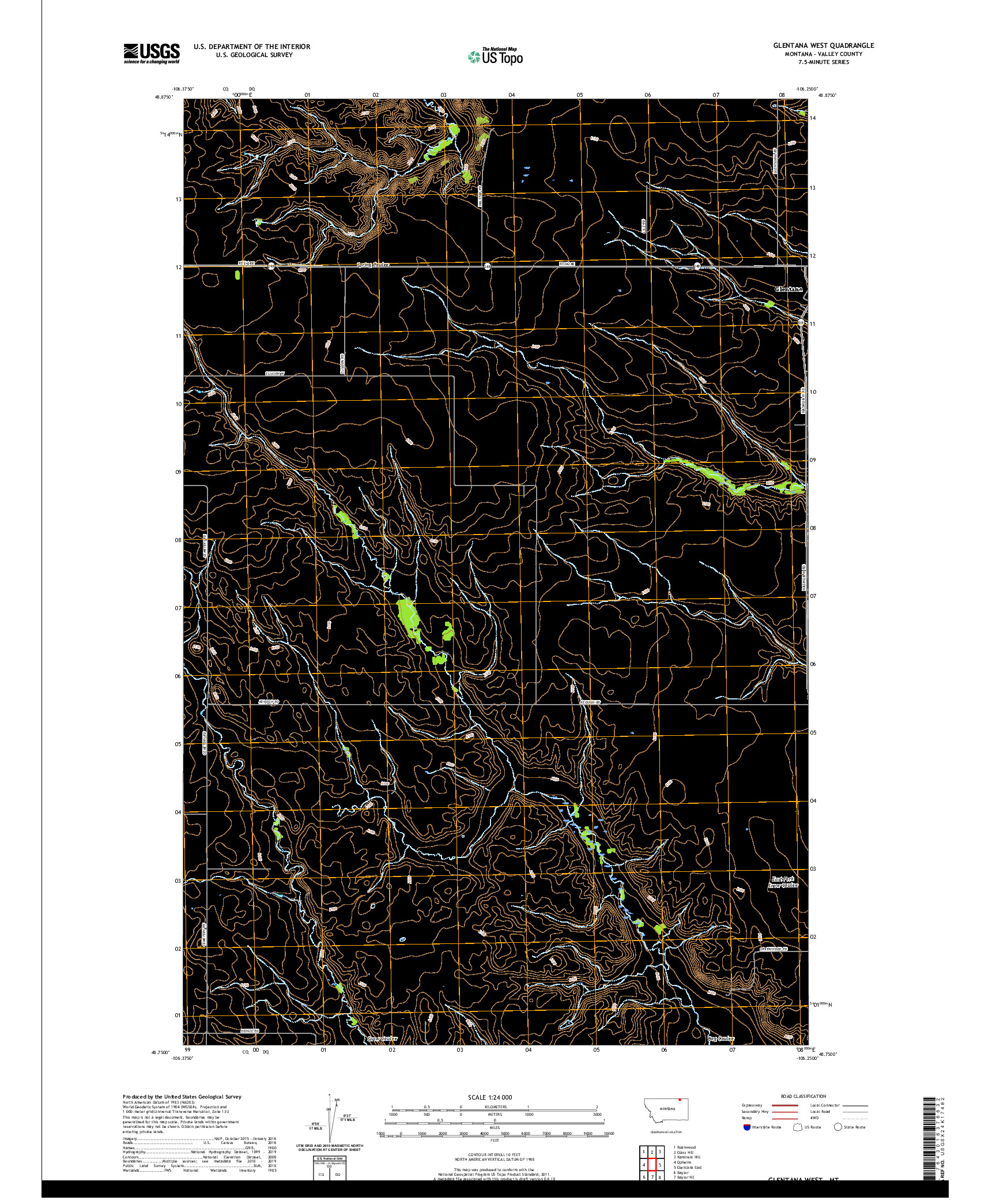 USGS US TOPO 7.5-MINUTE MAP FOR GLENTANA WEST, MT 2020