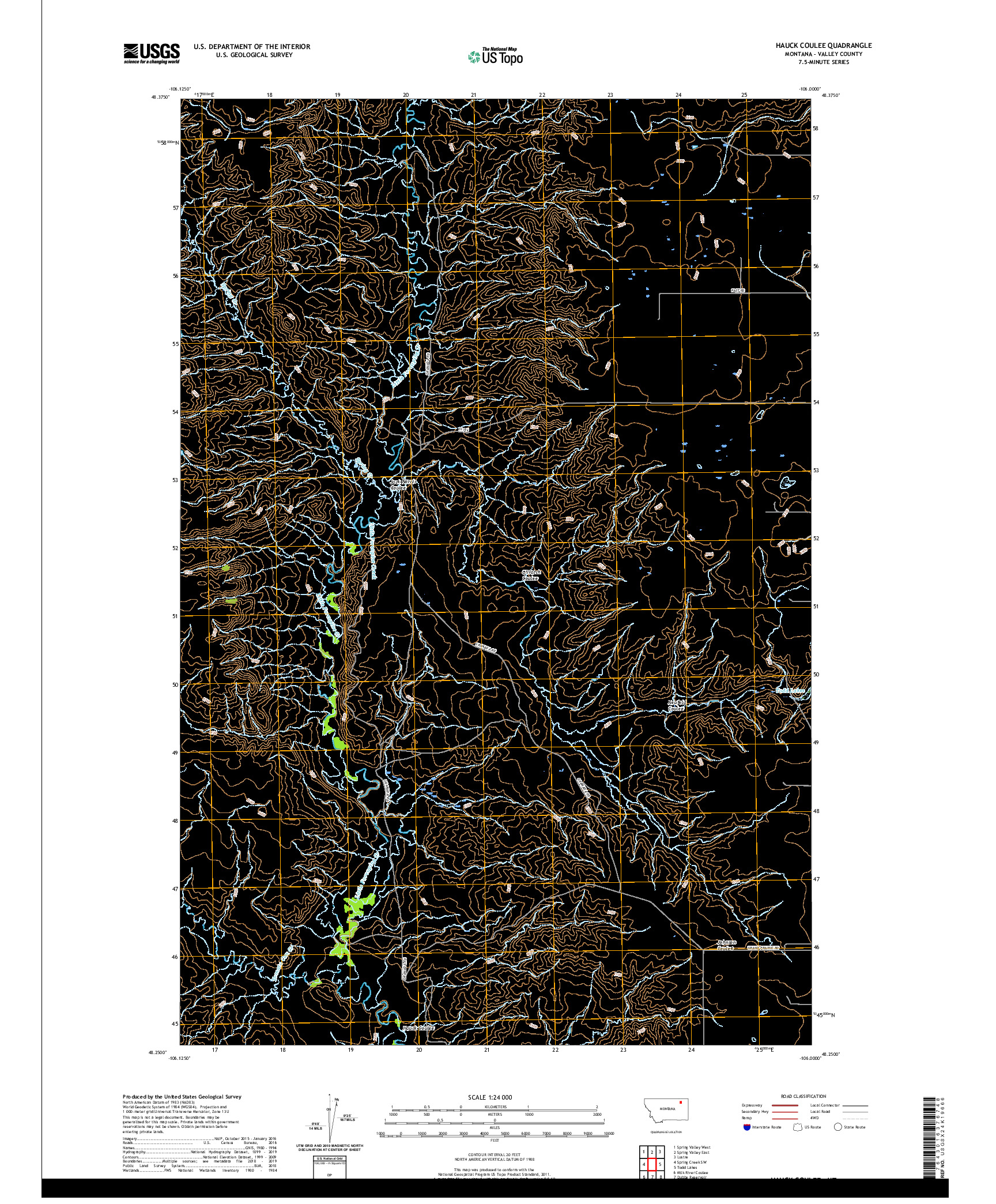 USGS US TOPO 7.5-MINUTE MAP FOR HAUCK COULEE, MT 2020