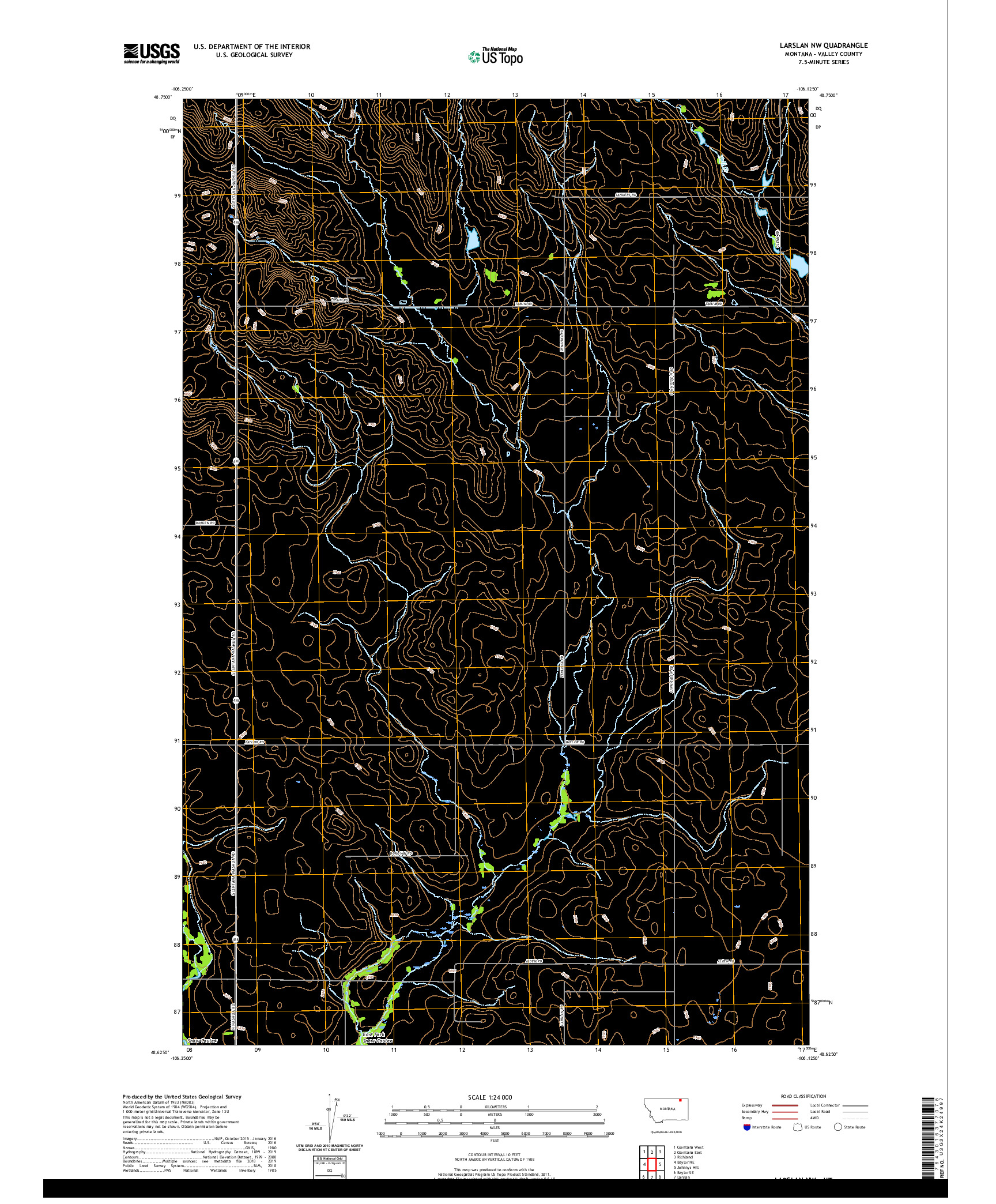 USGS US TOPO 7.5-MINUTE MAP FOR LARSLAN NW, MT 2020
