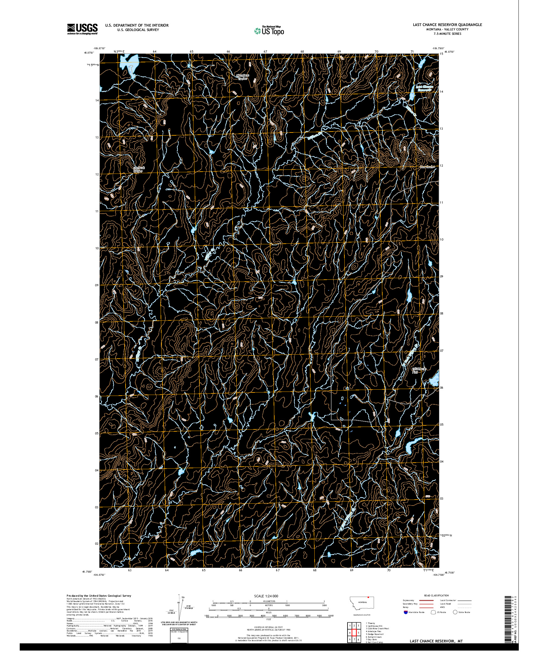 USGS US TOPO 7.5-MINUTE MAP FOR LAST CHANCE RESERVOIR, MT 2020