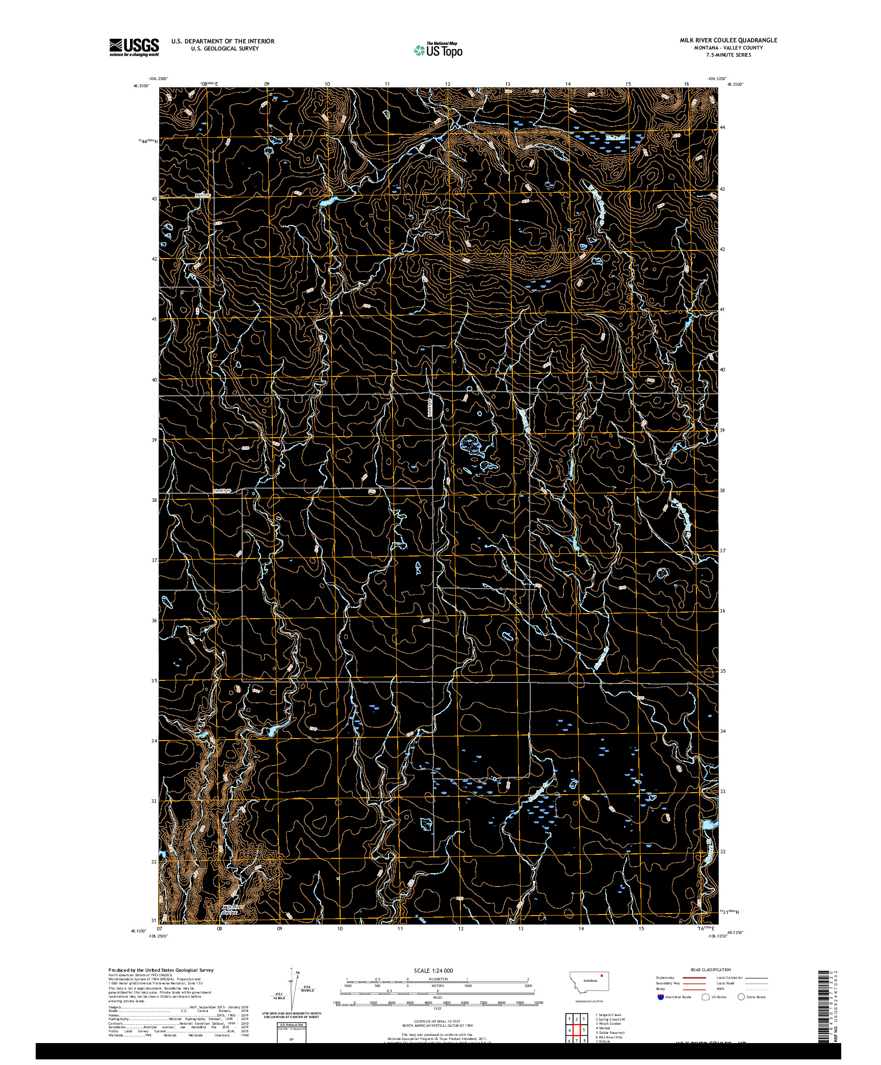 USGS US TOPO 7.5-MINUTE MAP FOR MILK RIVER COULEE, MT 2020