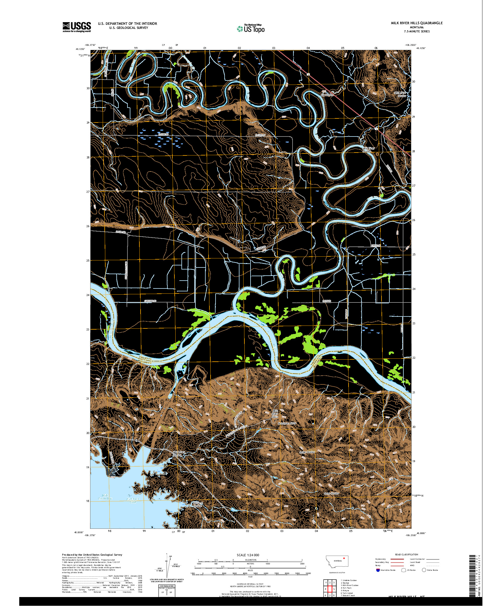 USGS US TOPO 7.5-MINUTE MAP FOR MILK RIVER HILLS, MT 2020