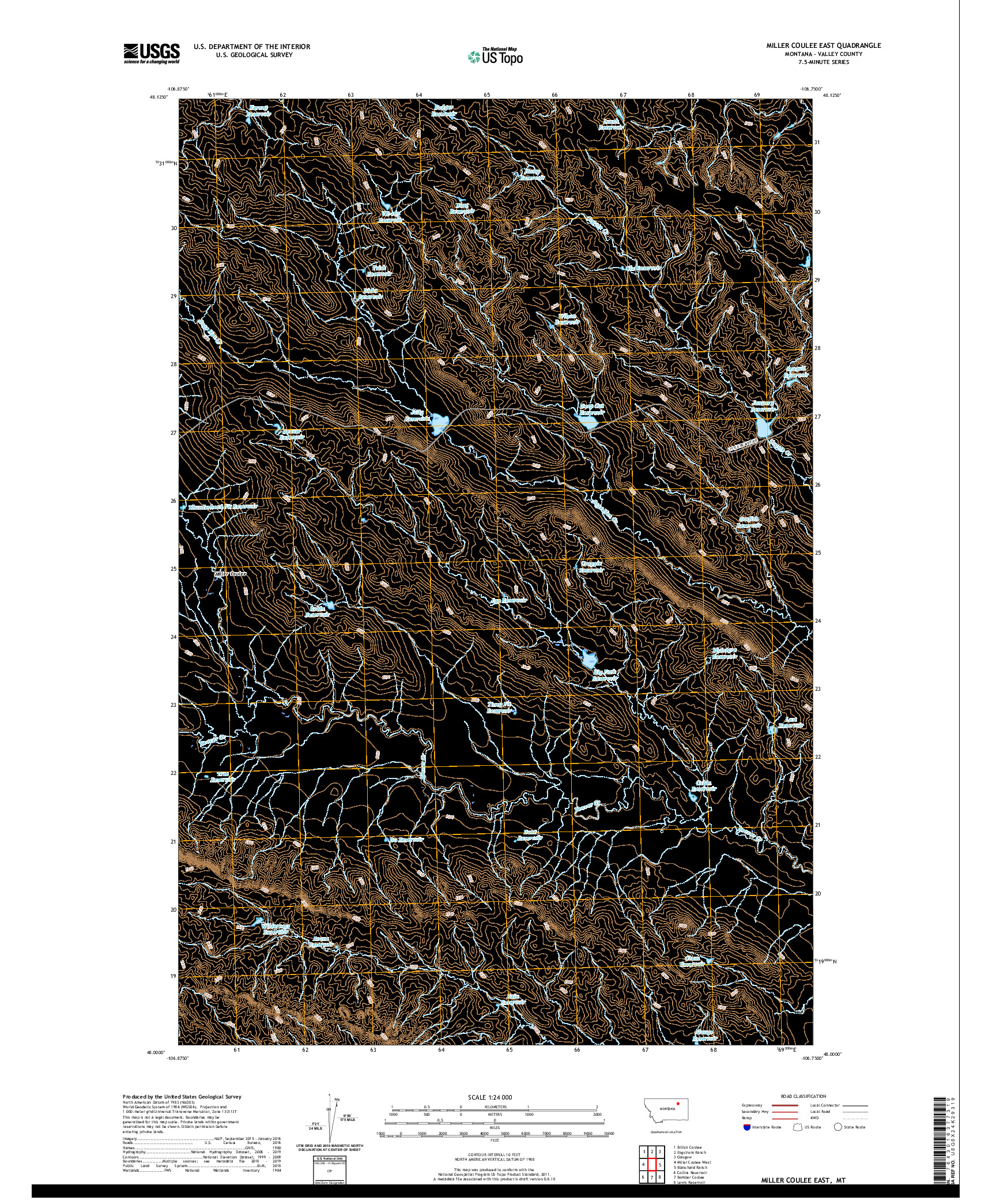 USGS US TOPO 7.5-MINUTE MAP FOR MILLER COULEE EAST, MT 2020