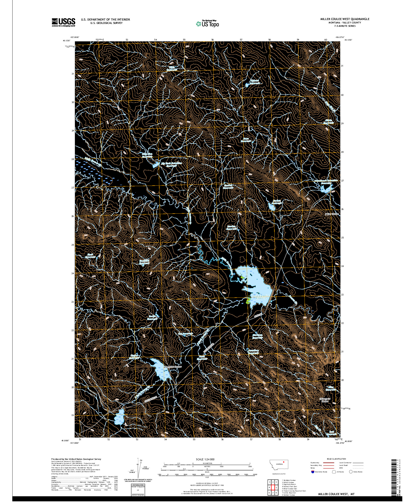 USGS US TOPO 7.5-MINUTE MAP FOR MILLER COULEE WEST, MT 2020