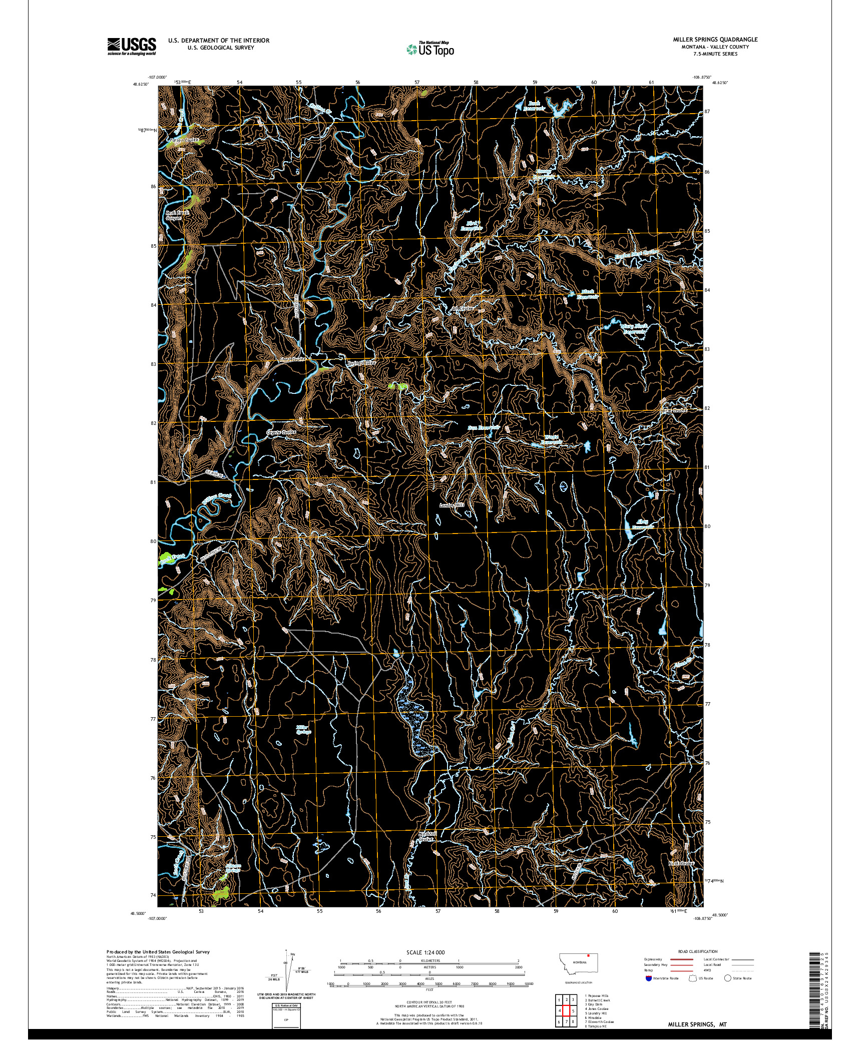USGS US TOPO 7.5-MINUTE MAP FOR MILLER SPRINGS, MT 2020