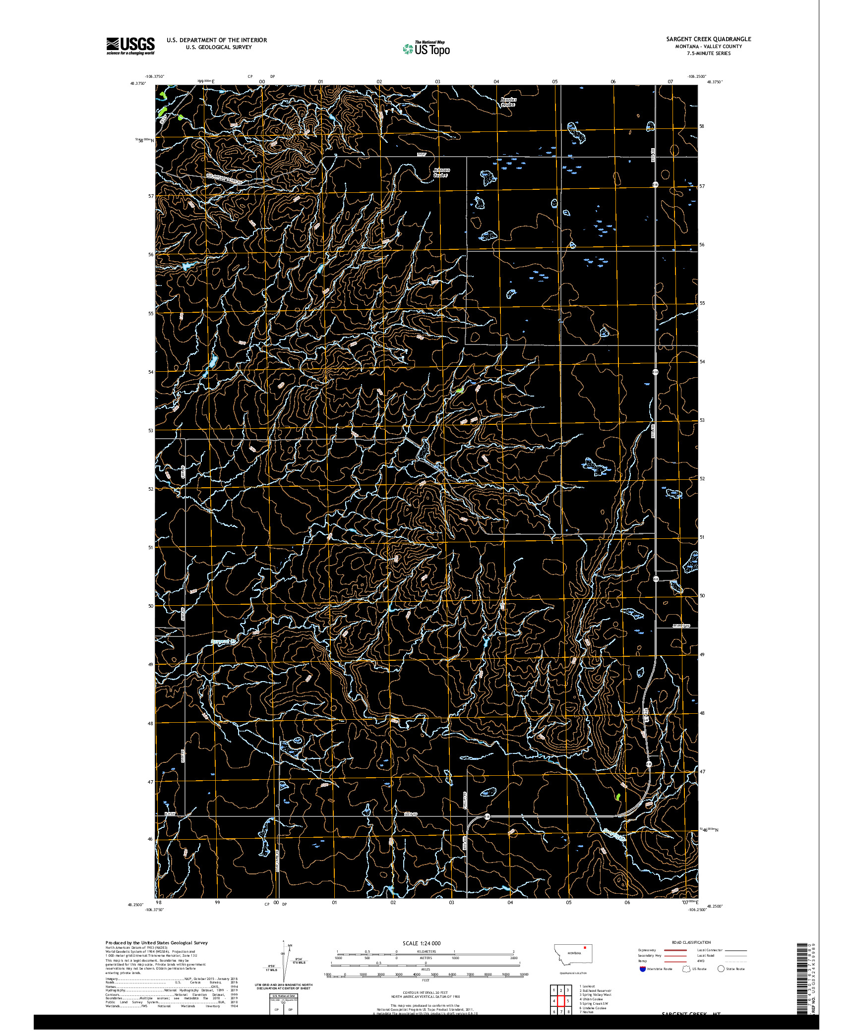 USGS US TOPO 7.5-MINUTE MAP FOR SARGENT CREEK, MT 2020