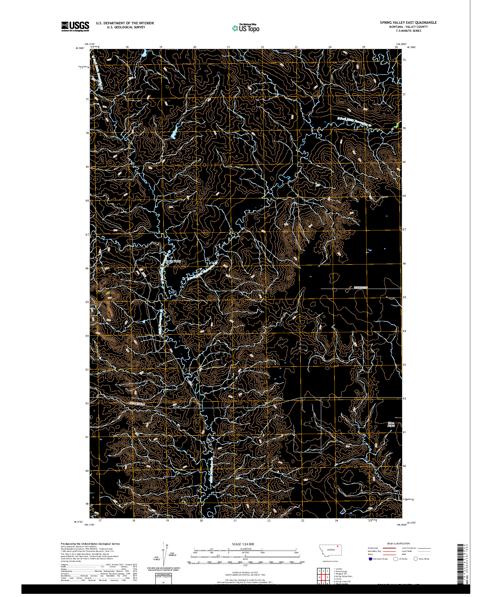 USGS US TOPO 7.5-MINUTE MAP FOR SPRING VALLEY EAST, MT 2020