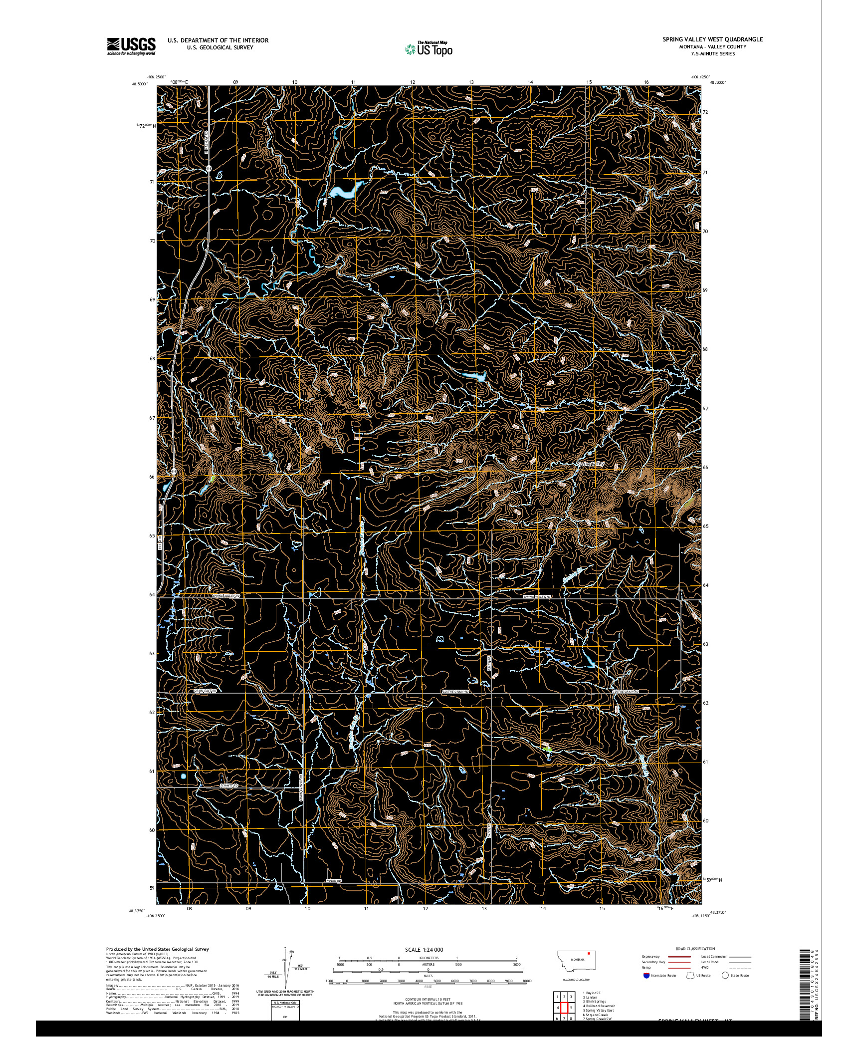 USGS US TOPO 7.5-MINUTE MAP FOR SPRING VALLEY WEST, MT 2020