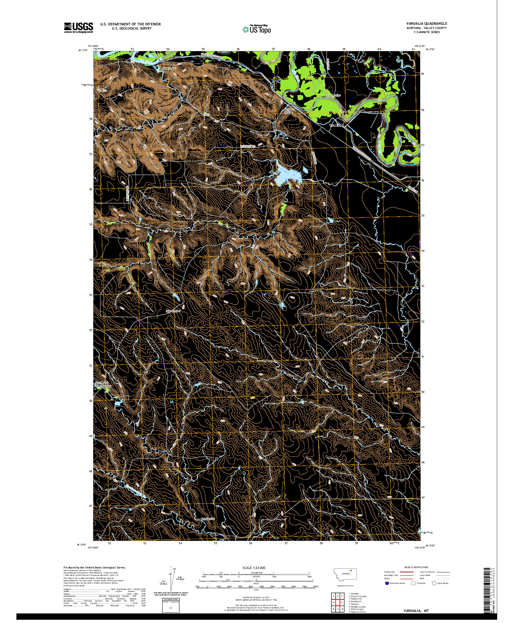 USGS US TOPO 7.5-MINUTE MAP FOR VANDALIA, MT 2020