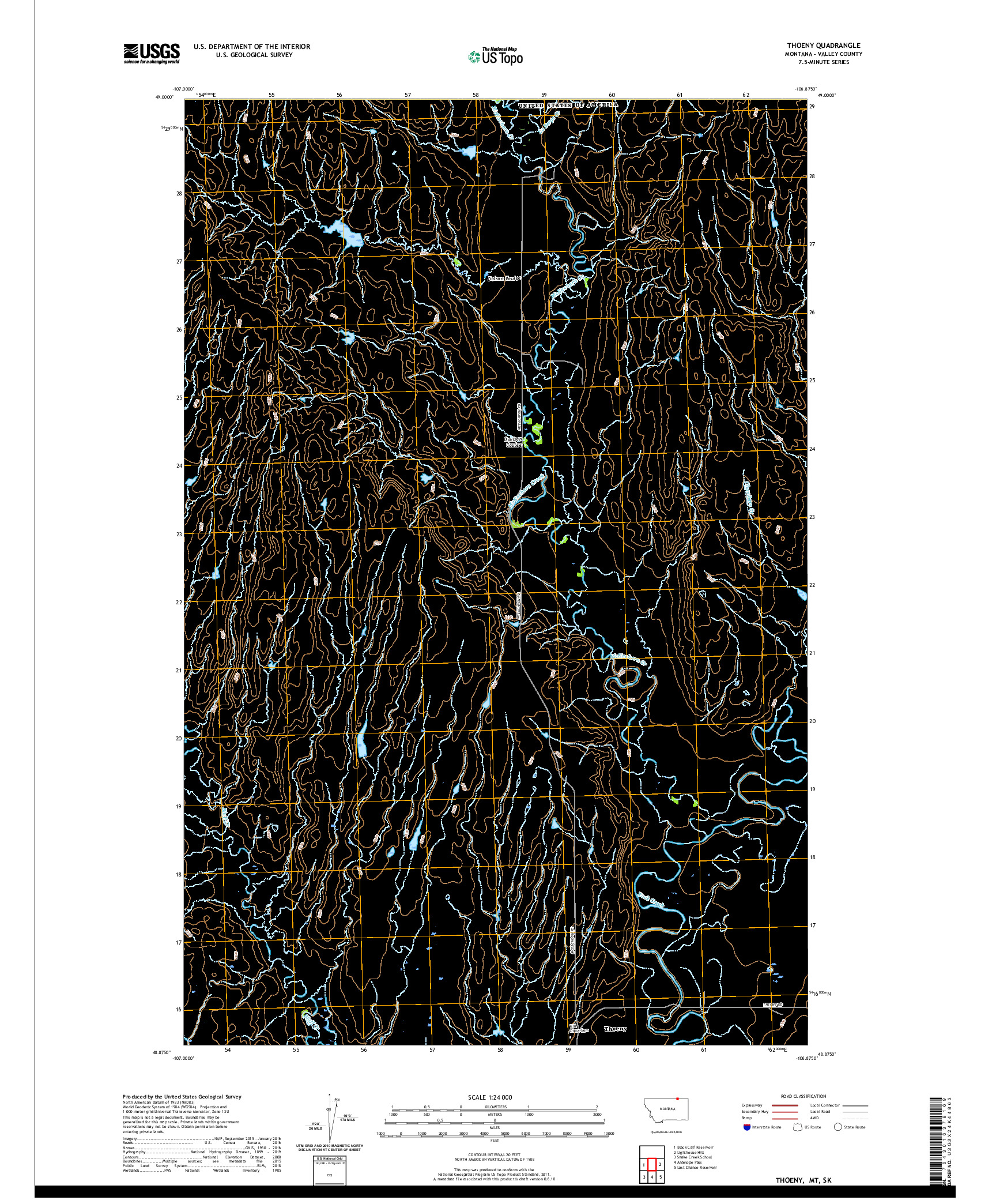 USGS US TOPO 7.5-MINUTE MAP FOR THOENY, MT,SK 2020