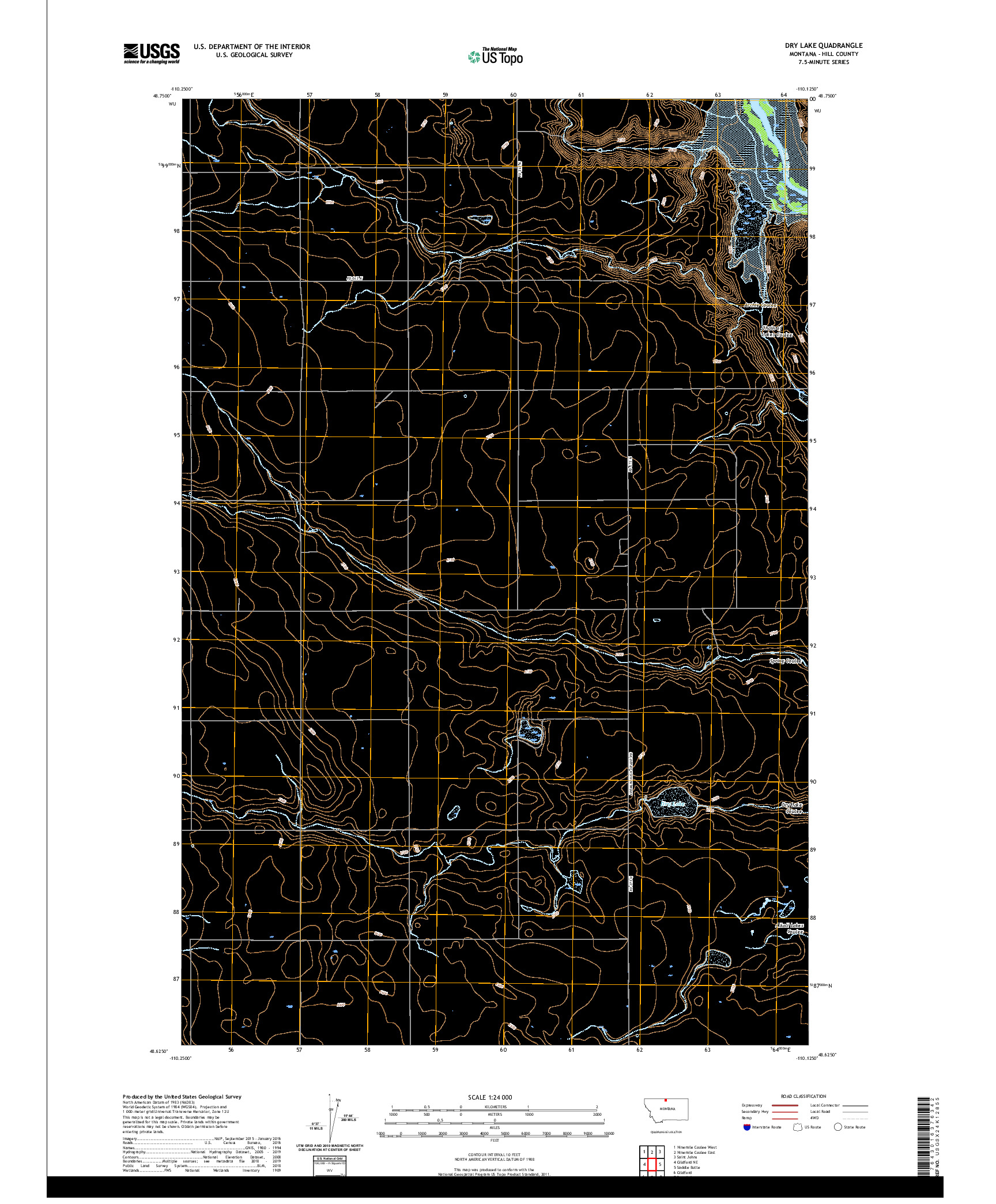USGS US TOPO 7.5-MINUTE MAP FOR DRY LAKE, MT 2020