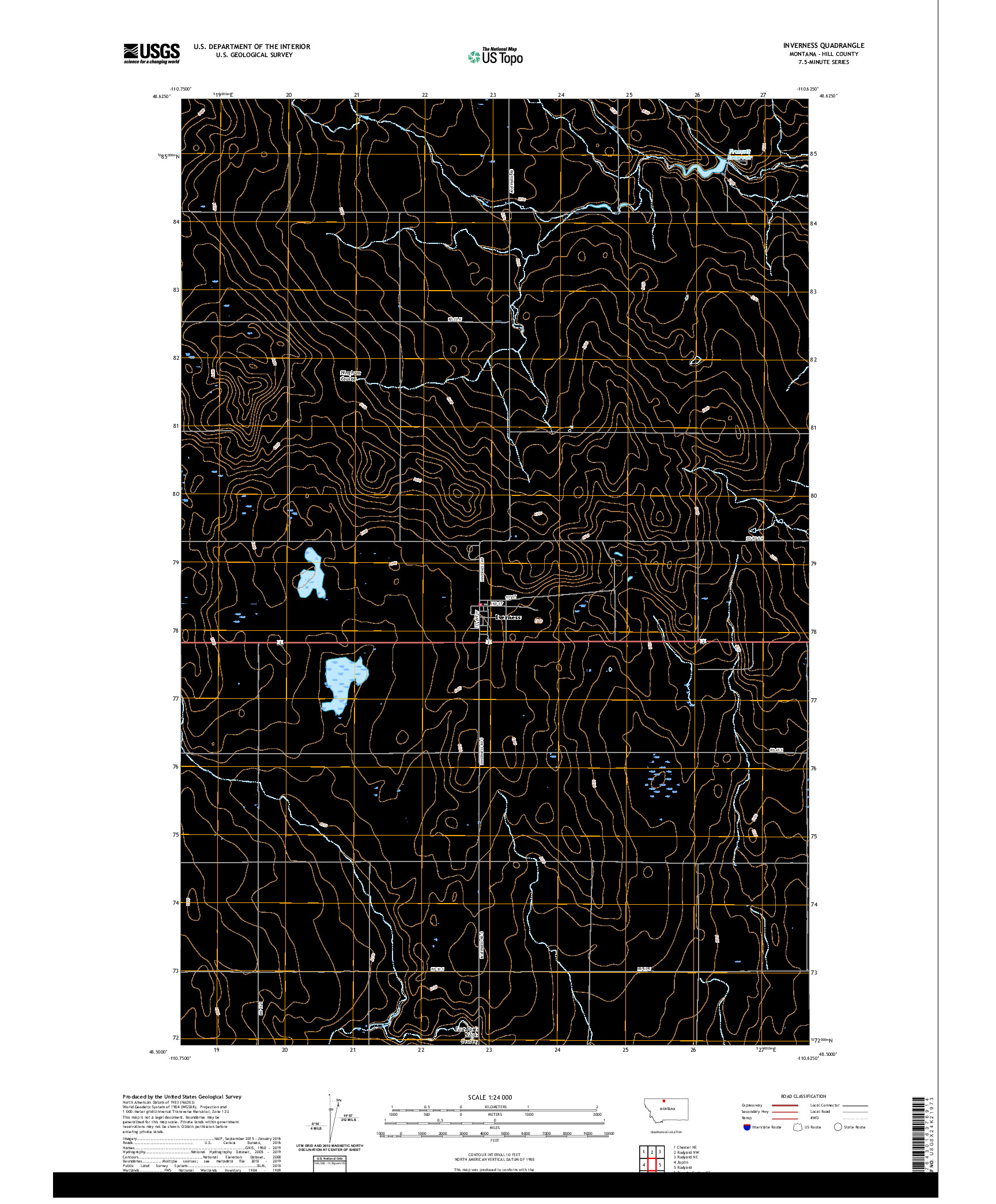 USGS US TOPO 7.5-MINUTE MAP FOR INVERNESS, MT 2020