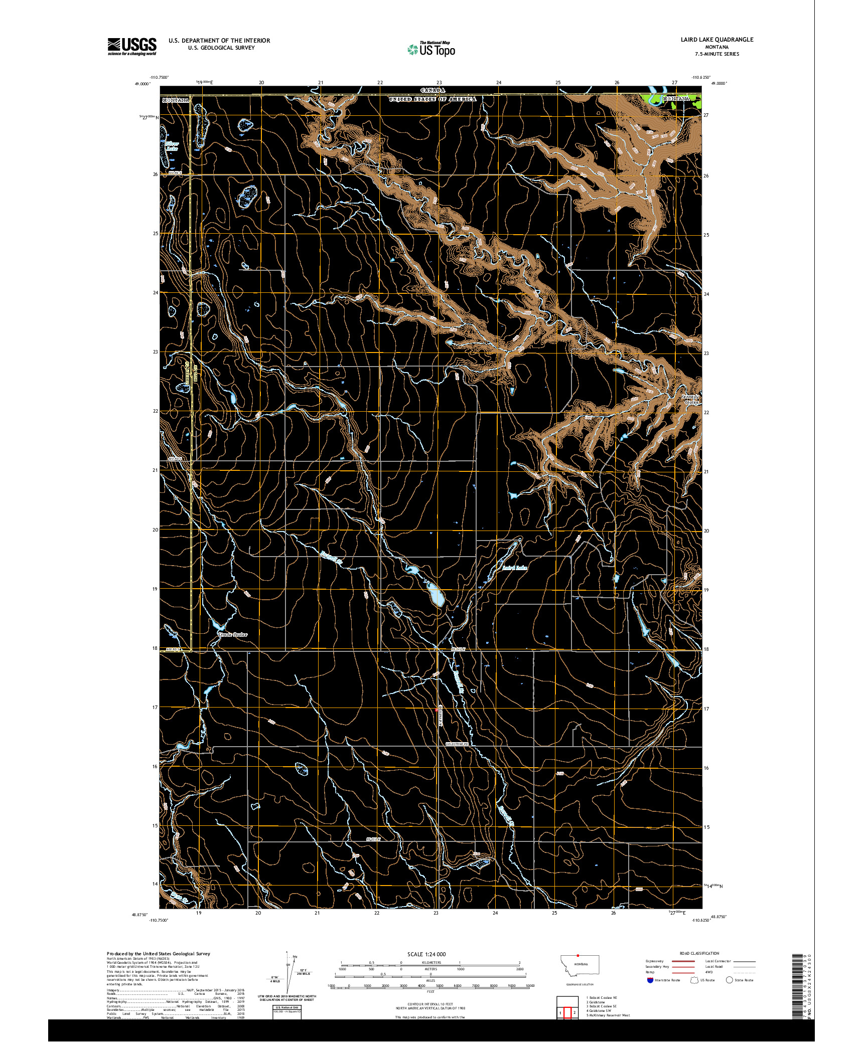 USGS US TOPO 7.5-MINUTE MAP FOR LAIRD LAKE, MT,AB 2020